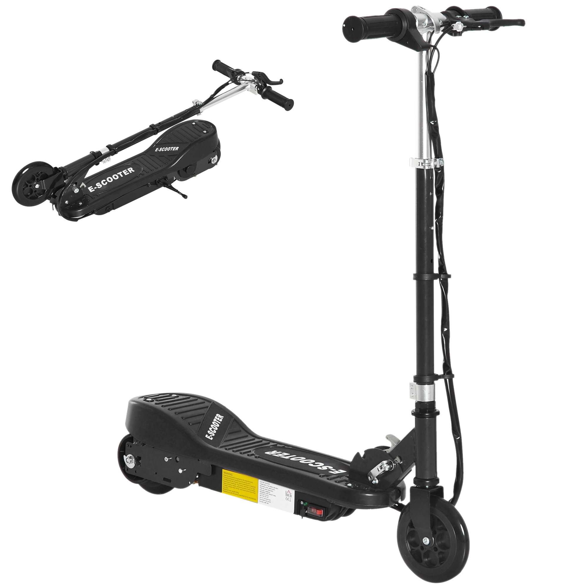 Klappbarer Elektroroller Für Kinder Ab 7 Jahren, 120 W, Höchstgeschwindigkeit 12 Km/h, 74 X 36 X 82,5–92,5 Cm, Schwarz