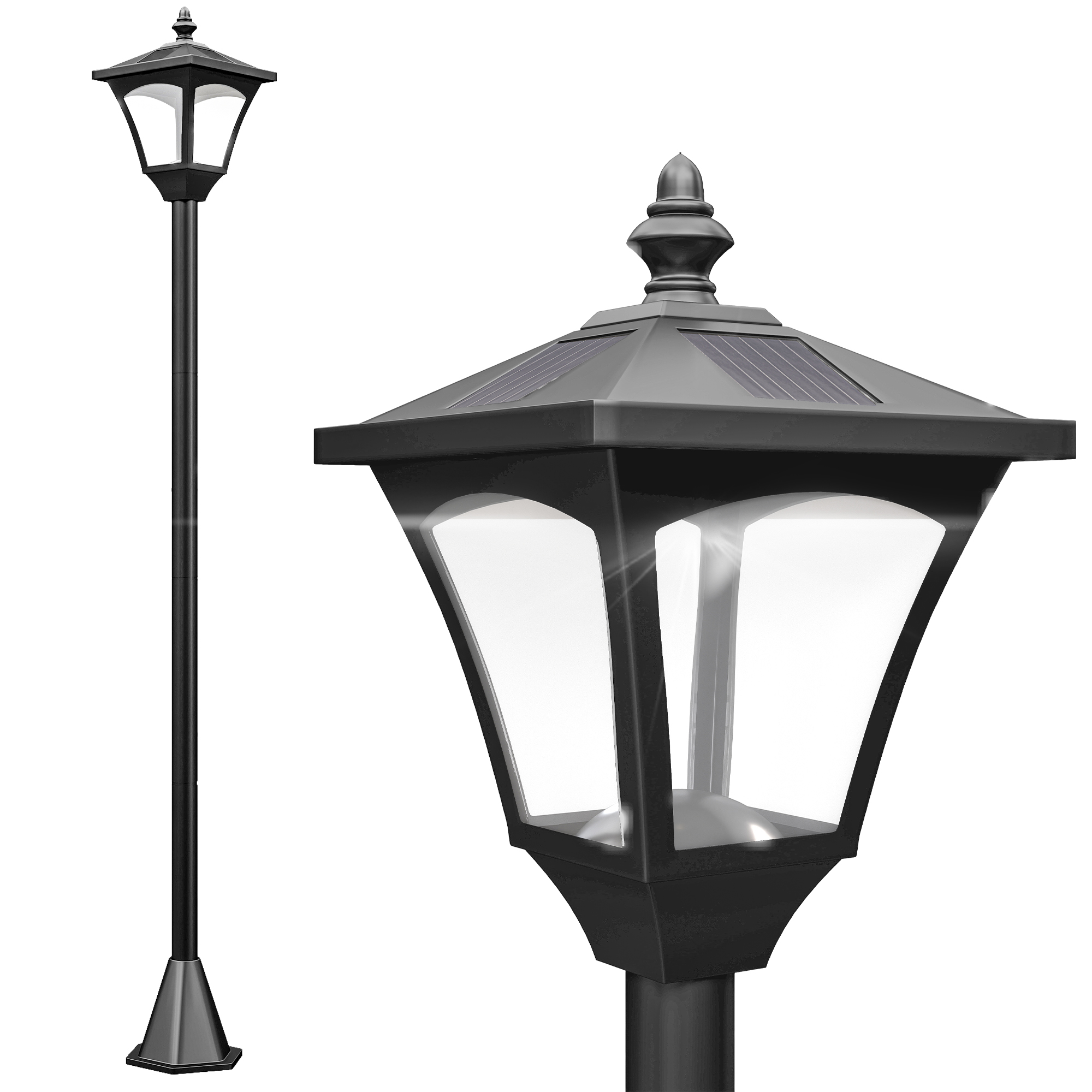 Solar-stehleuchte Für Den Außenbereich, Solar-gartenleuchte Mit Automatischer Abschaltung, Schutzart Ip44, Geeignet Für Terrasse Und Balkon, 15 X 15 X 120 Cm, Schwarz