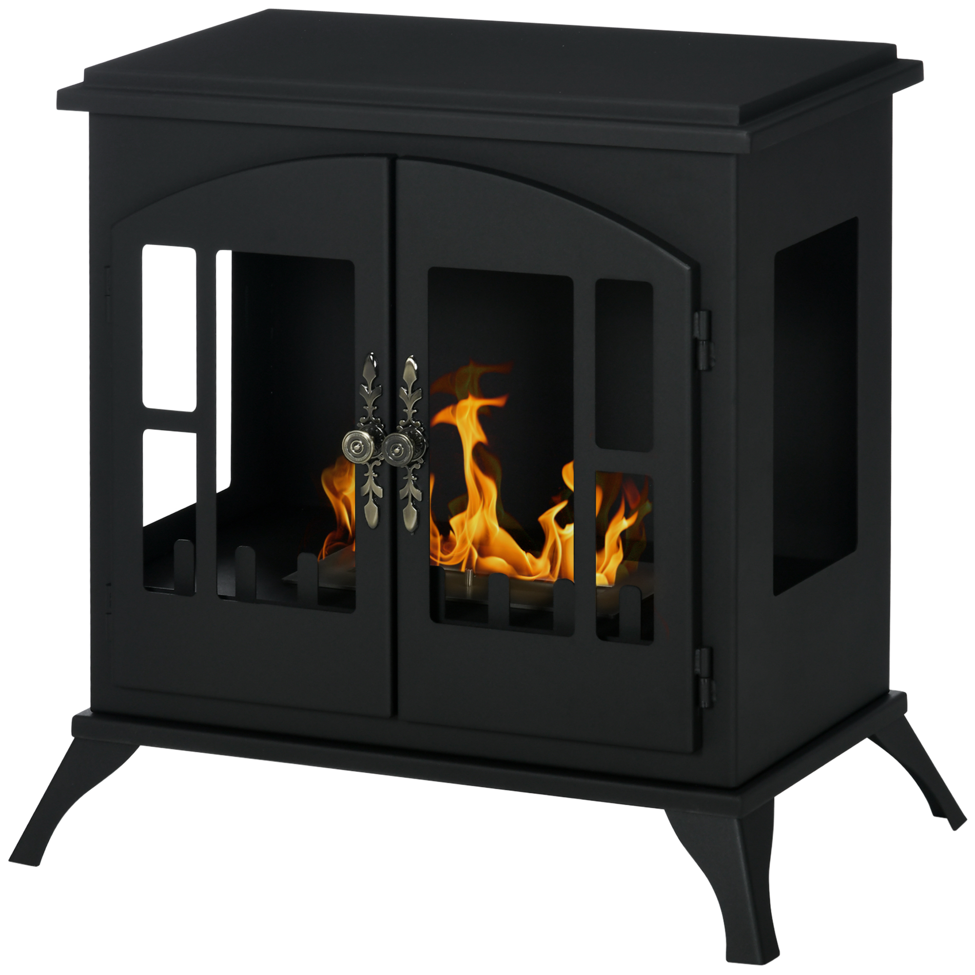 Bioethanol-kamin Aus Edelstahl Mit 0,9-liter-brenner Für 3 Stunden Brenndauer, 55 X 31 X 55 Cm, Schwarz