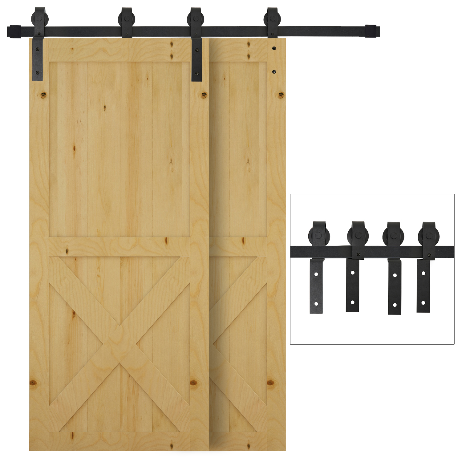 Komplettes Set Für 200 Cm Schiebetüren, Beschläge, Schiene Und System Für Holzschiebetüren.