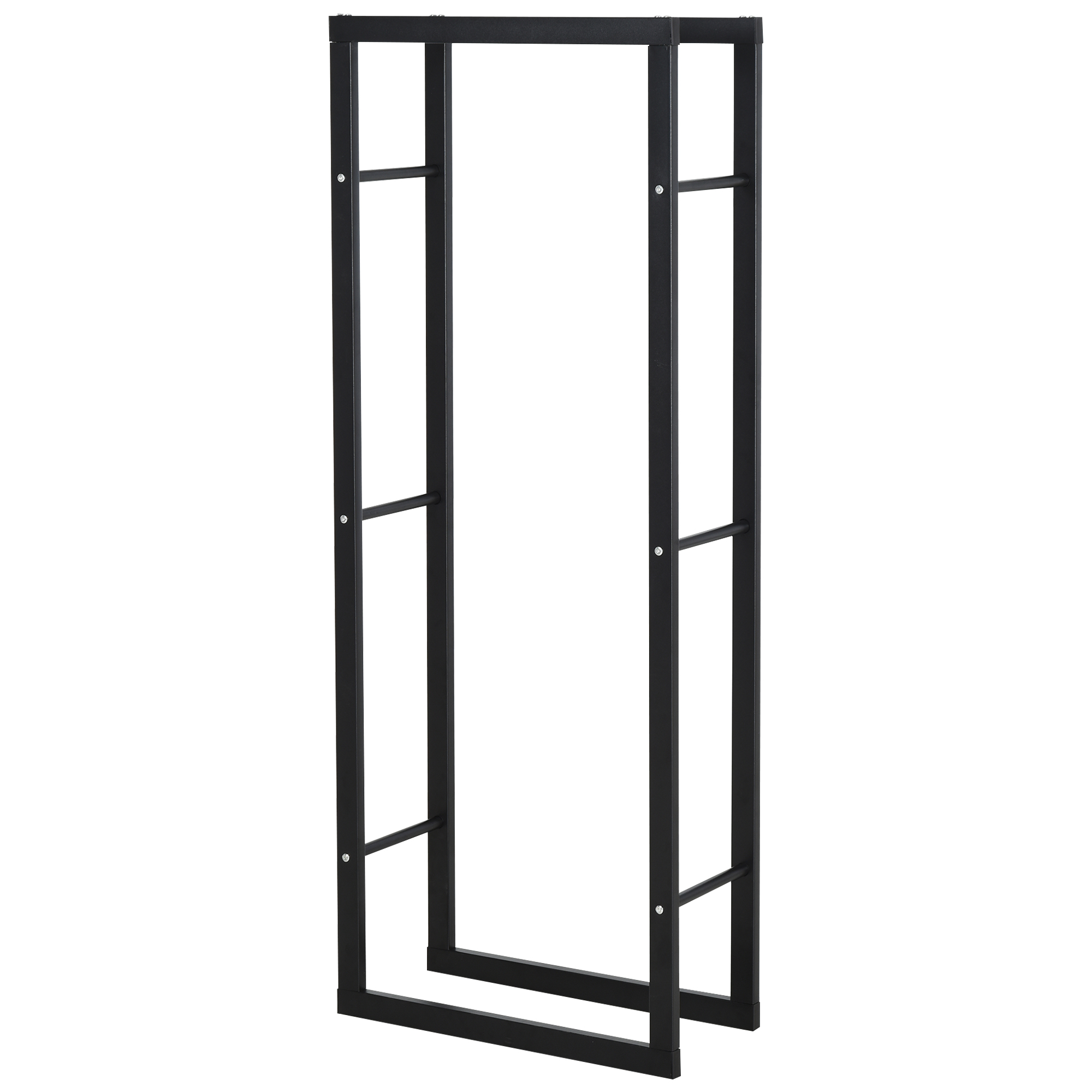 Vertikales Schwarzes Holzregal Aus Metall Für Den Innen- Und Außenbereich, Maximale Tragkraft 100 Kg, 60 X 25 X 150 Cm