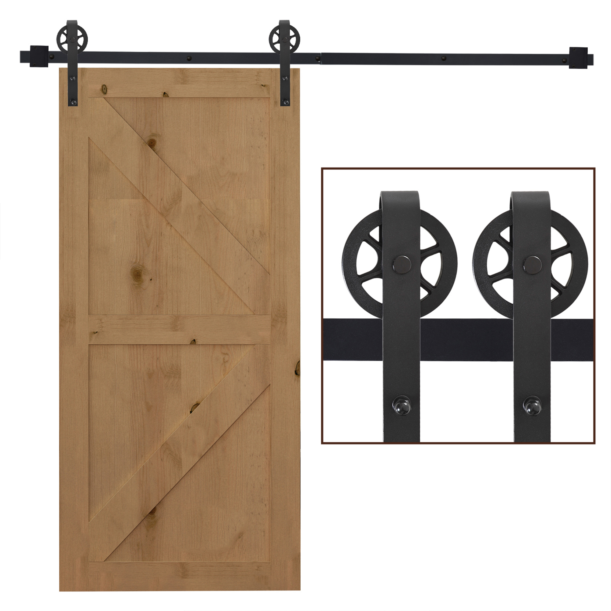 Schiebetür-schienenset, Rustikales Design, Kohlenstoffstahl, 200 X 4 X 0,6 Cm, Bis 90 Kg, Schwarz