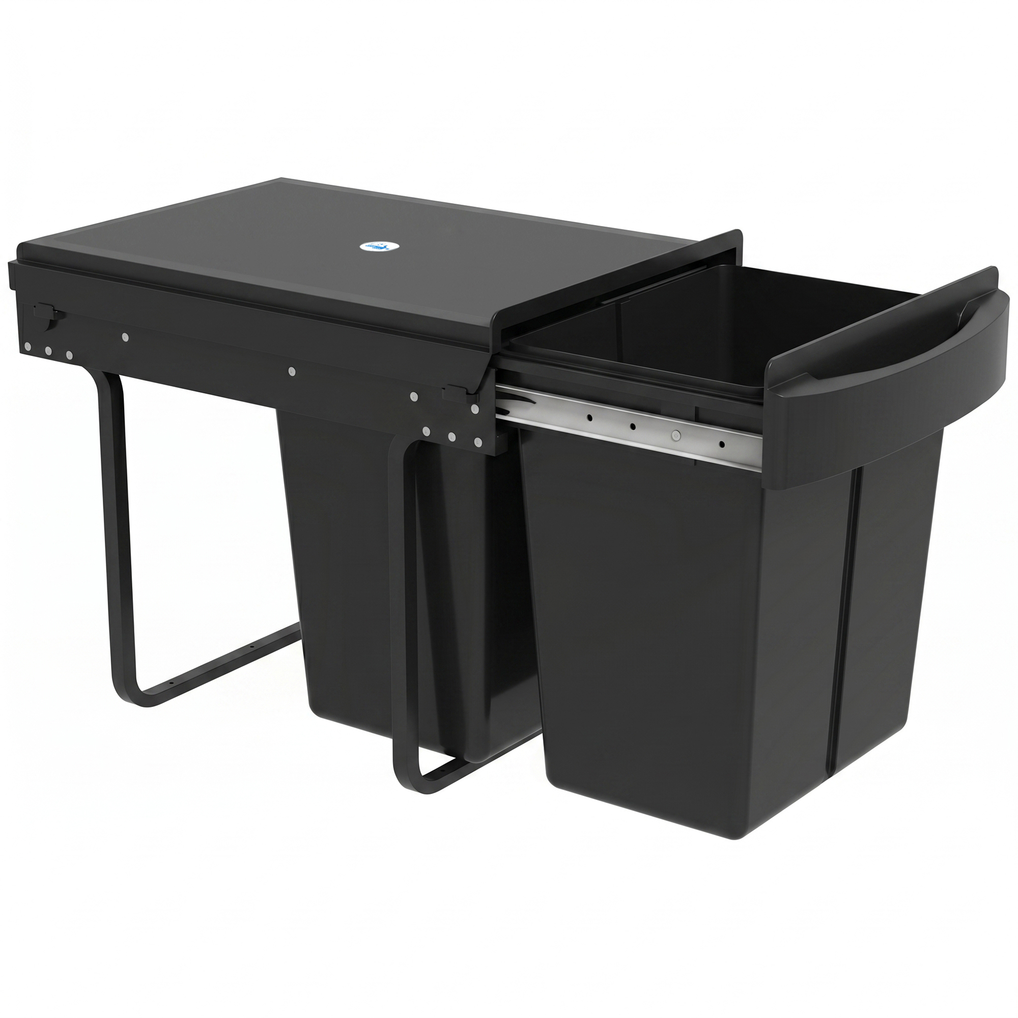 Ausziehbarer Abfalleimer Für Unter Die Spüle, Recyclingbehälter, 2 X 20 L, Herausnehmbare Inneneimer, 52 X 33,5 X 41 Cm, Schwarz