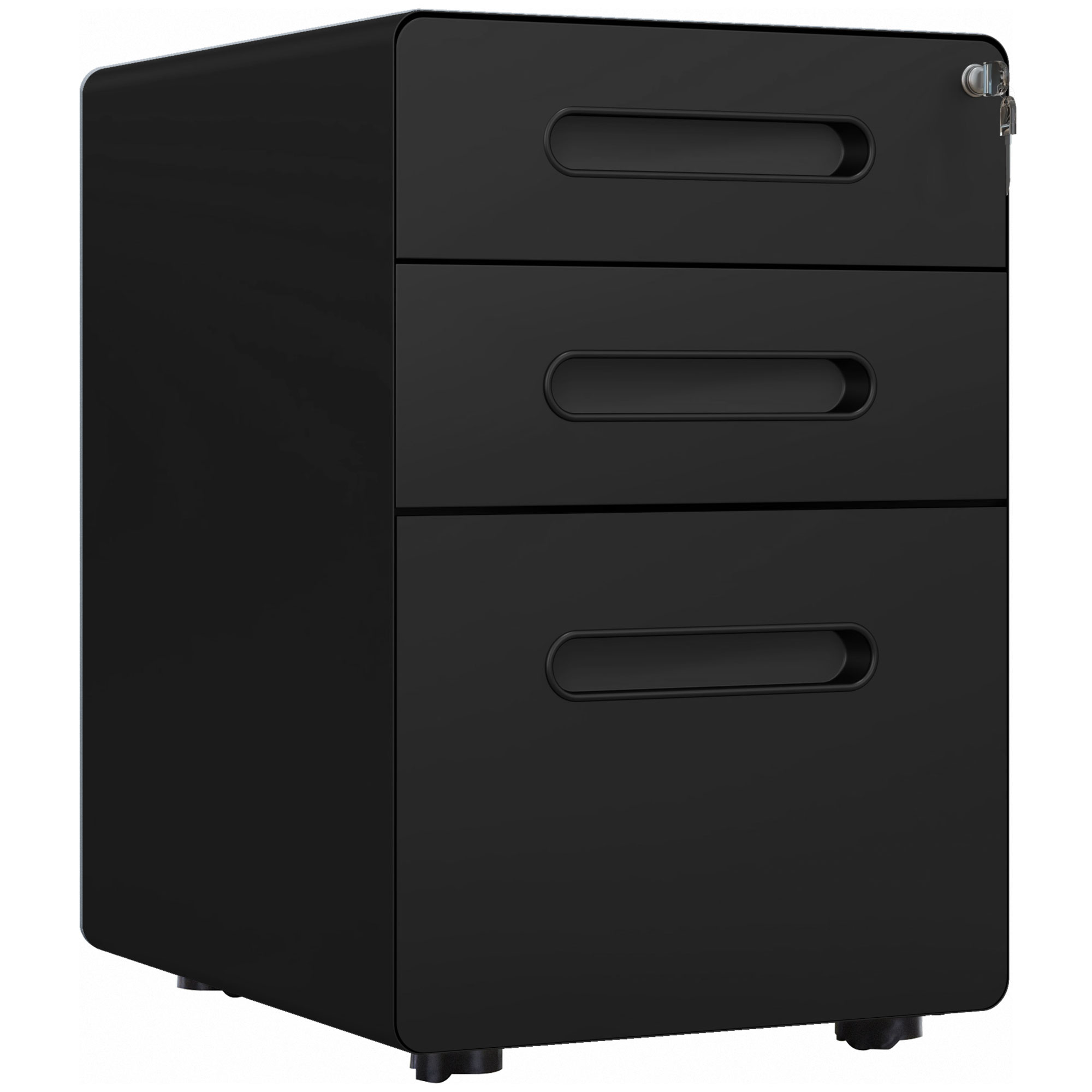 Mobiler, Abschließbarer Aktenschrank Mit 3 Schubladen Fürs Büro, Inklusive Hängeregistratursystem Und Stifthalter, Büromöbel, 39 X 48 X 59 Cm, Schwarz