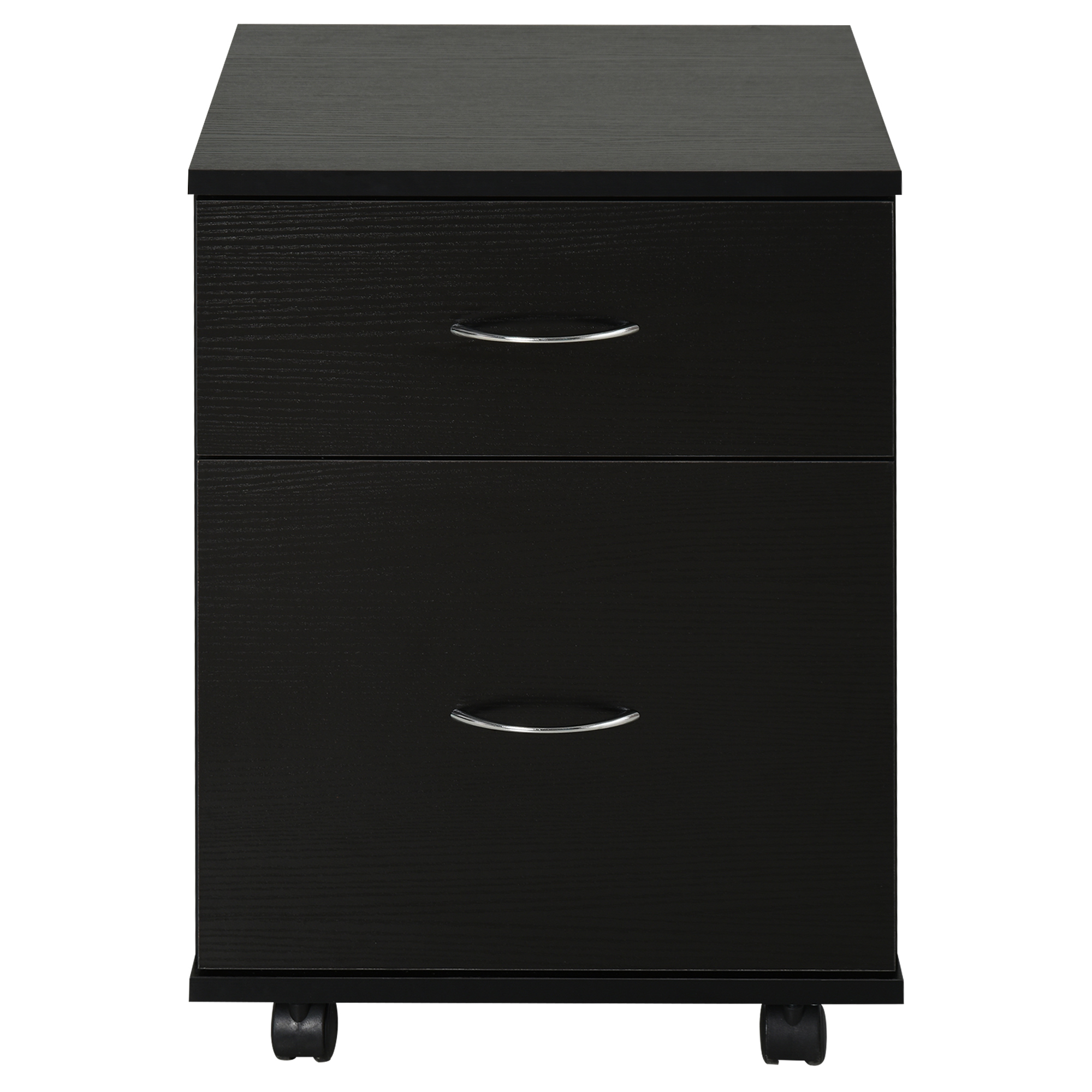 Mobiler Aktenschrank Aus Holz Für Büro Und Zuhause, Mit Rollen Und 2 Schubladen, 41 X 39 X 58 Cm, Schwarz