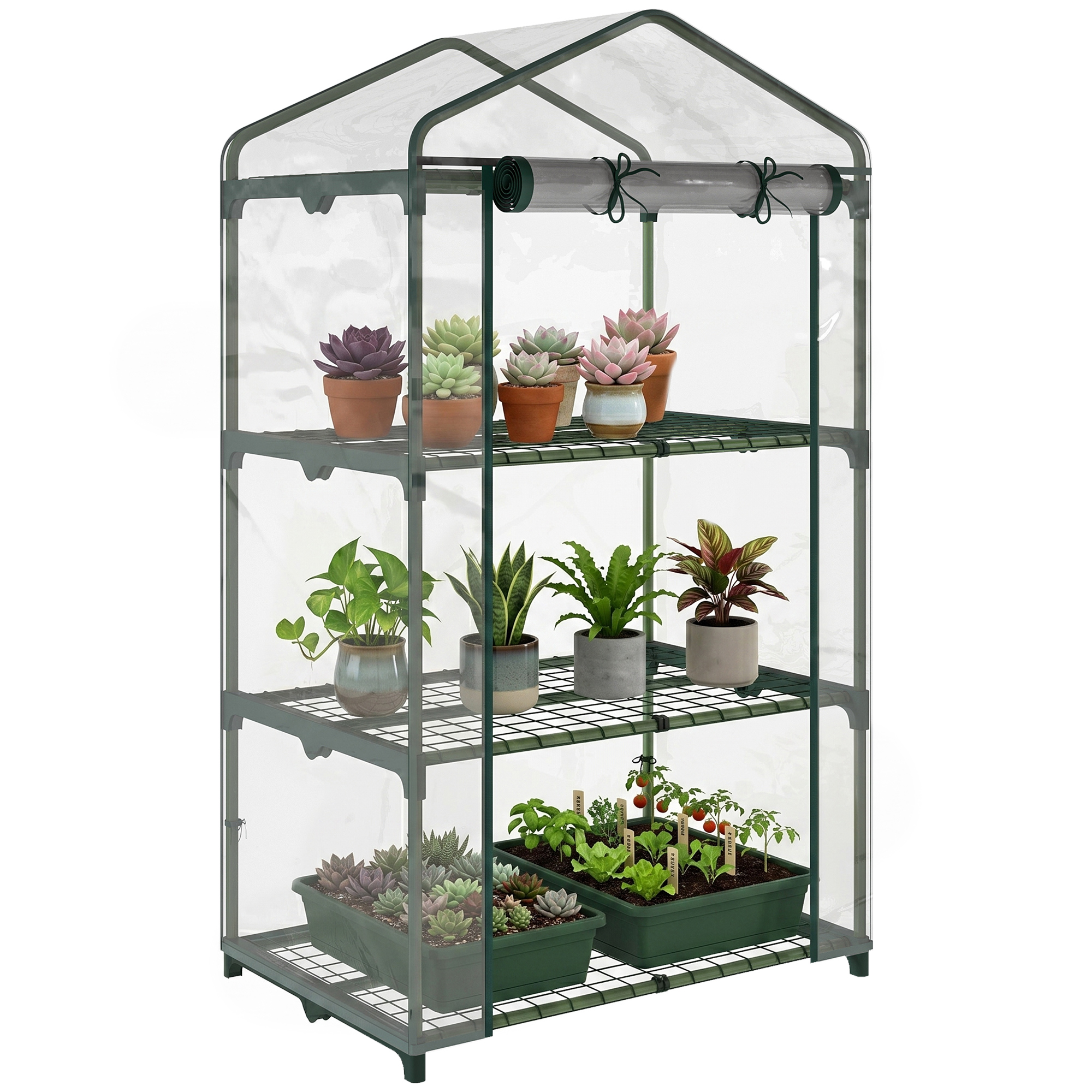Gewächshaus Mit Regalen, Wintergewächshaus Aus Aluminium Für Den Balkon, 69 X 49 X 125 Cm, Transparent