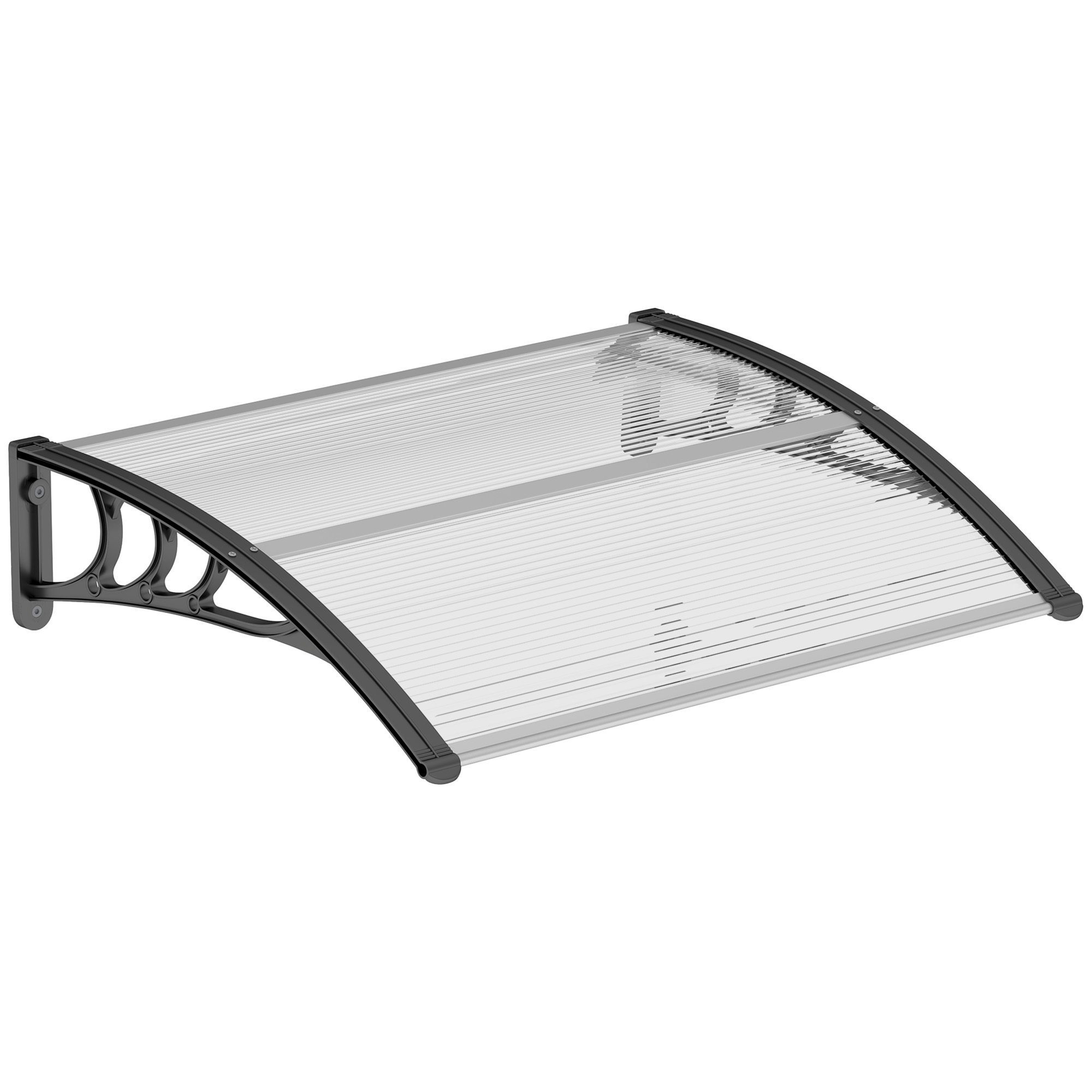 Wasserdichte Und Uv-beständige Außenmarkise Aus Pc, Pp Und Aluminium, 75 X 100 X 23 Cm, Transparent Und Schwarz