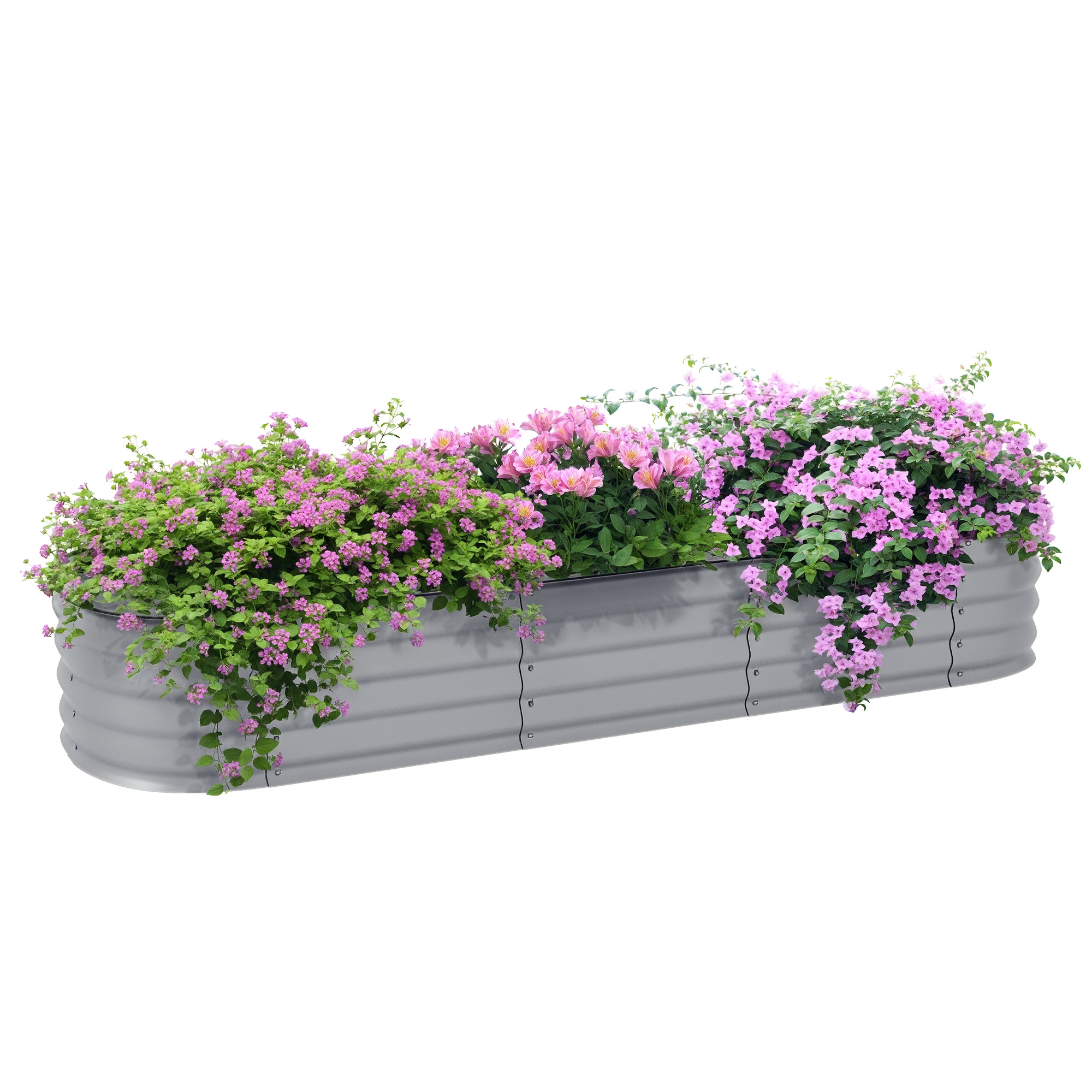 Modulares Hochbeet Mit Kantenschutz, Bodenlos, 195 X 62 X 30 Cm, Silber