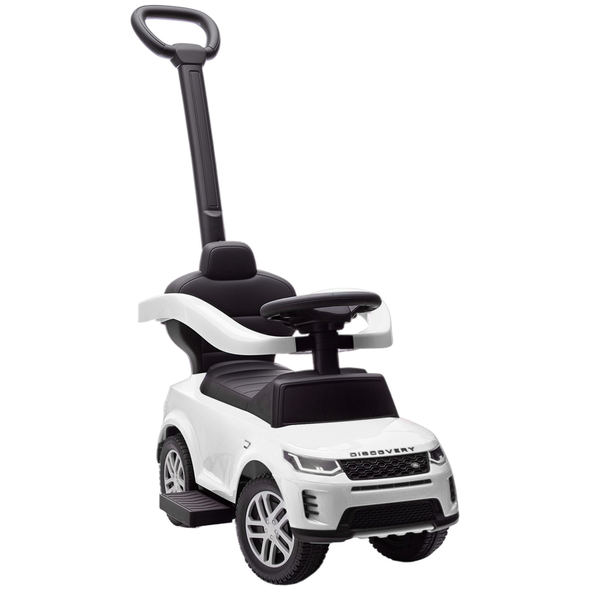 Lizenziertes Land Rover Elektro-kinderauto Mit Griff Und Sicherheitsbarriere, Aus Polypropylen Und Stahl, 84 X 40 X 94,5 Cm, Weiß