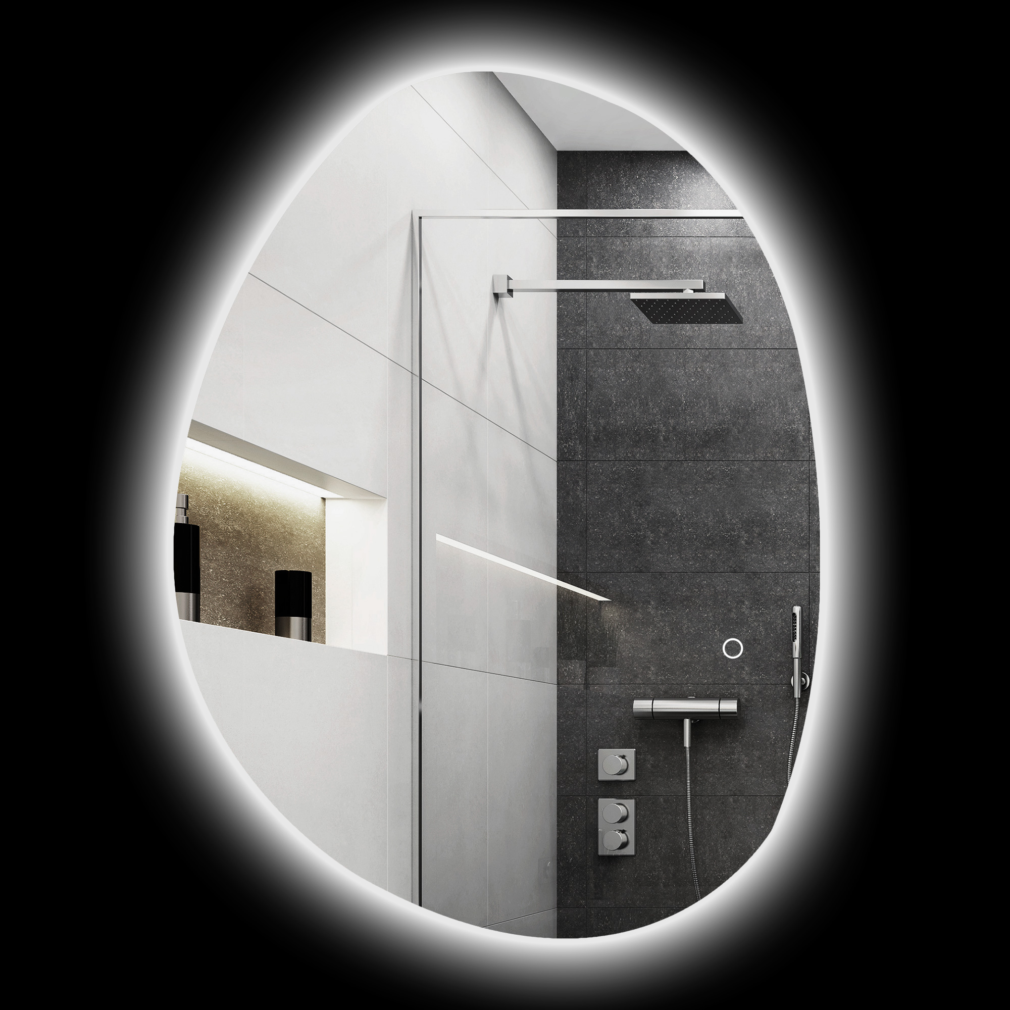 Badezimmerspiegel Mit Led-beleuchtung, 80 X 60 Cm, 3 Lichtfarben, Einstellbare Helligkeit, Antibeschlagfunktion, Memory-funktion, Ip44