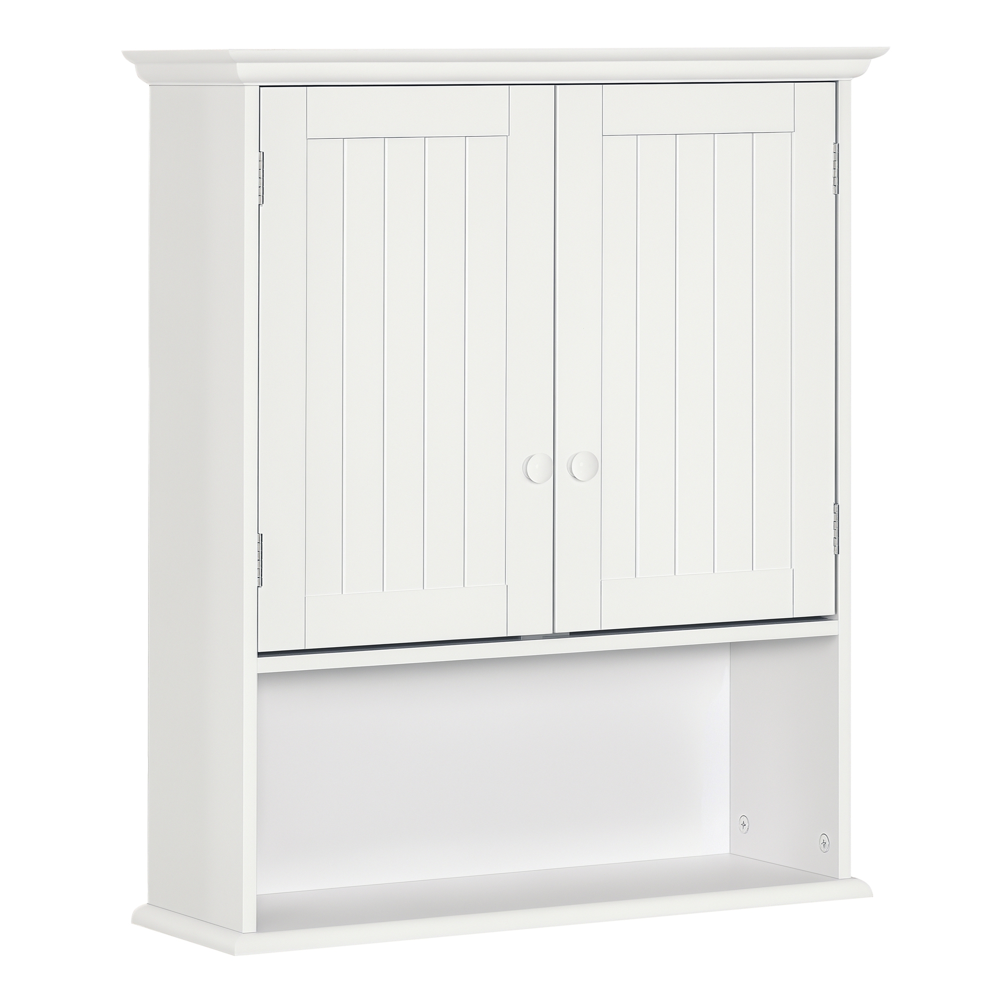 Zweitüriger Badezimmer-wandschrank Mit Verstellbarem Einlegeboden Und Offenem Fach, Multifunktionaler Hängeschrank Für Die Küche, 60 X 20 X 70,5 Cm, Weiß