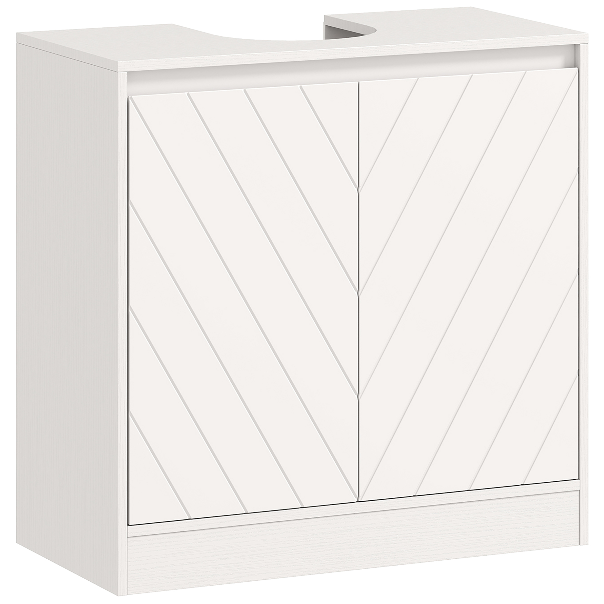 Waschtischunterschrank Mit 2 Türen, Verstellbarem Einlegeboden Für Waschbecken Mit Oder Ohne Unterschrank, 60 X 30 X 59,8 Cm, Weiß