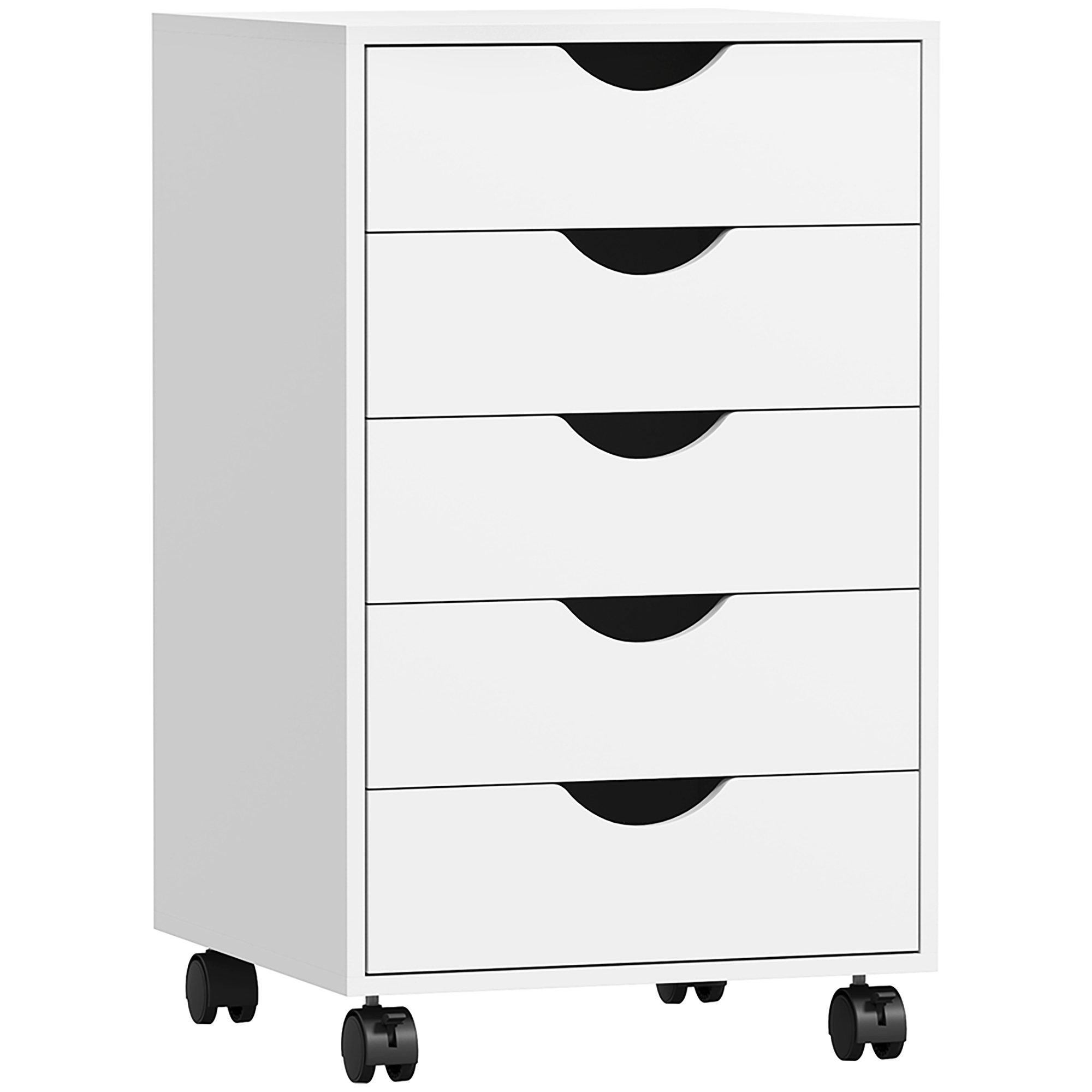 Mobiler Aktenschrank Mit Rollen Und 5 Schubladen, Ideal Für Büro Oder Wohnzimmer, 40 X 40 X 67 Cm, Weiß.