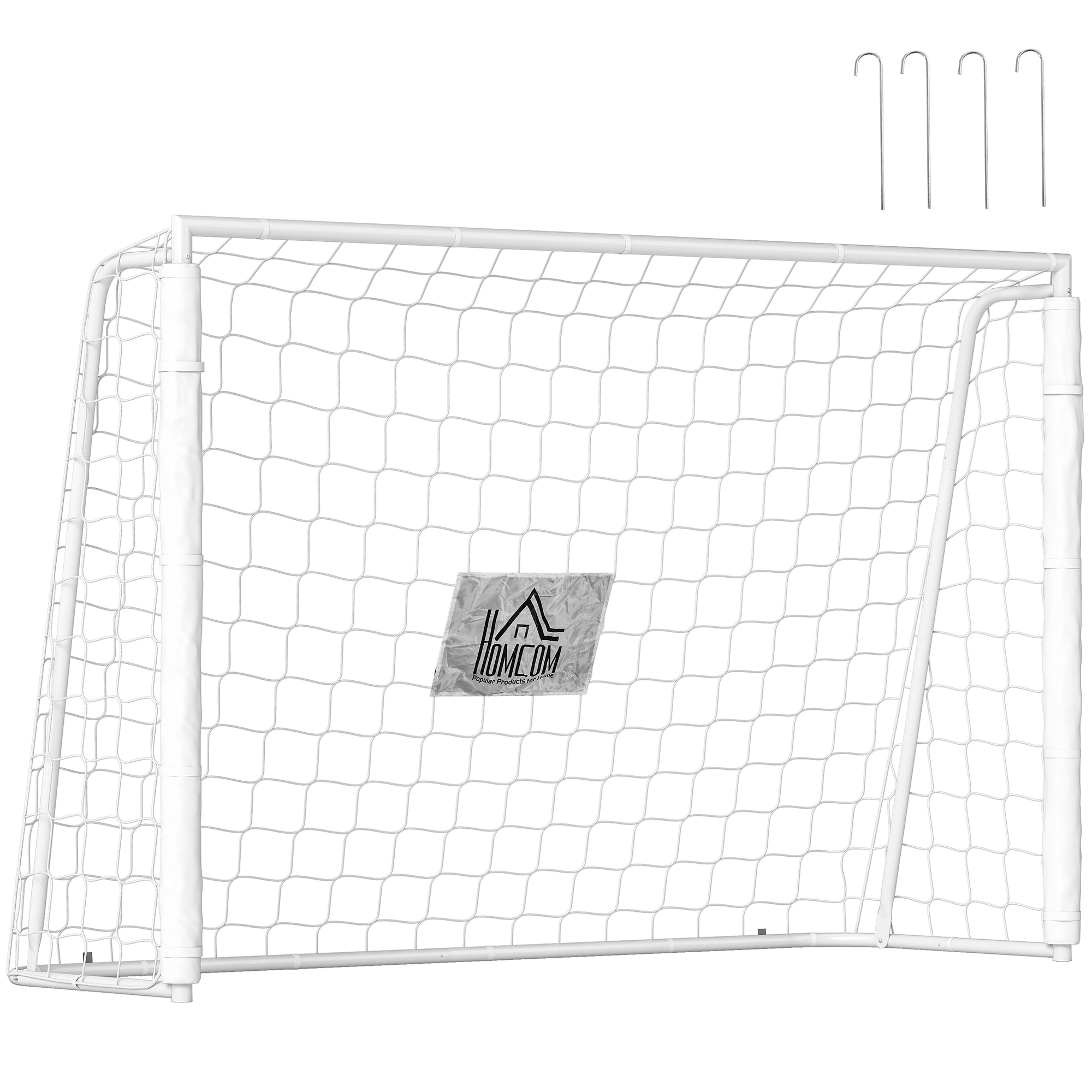 Metall-fußballtor Für Den Außenbereich Mit Zielscheibe Und Pfosten Aus Oxford-gewebe, 186 X 62 X 123 Cm, Weiß