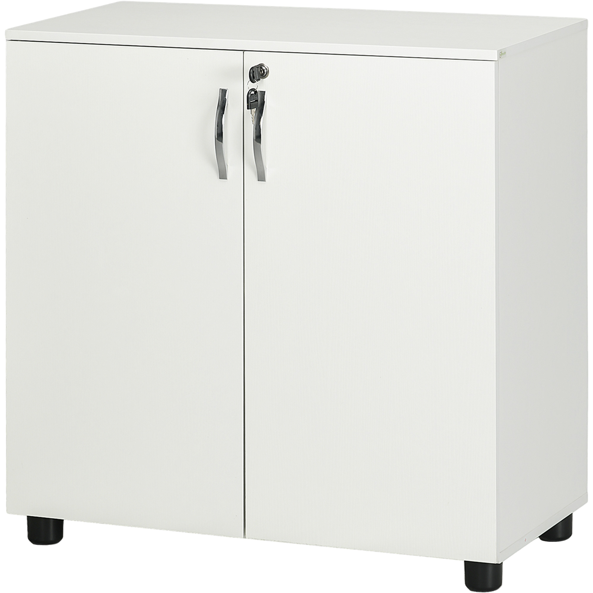 Abschließbarer Aktenschrank, 2-türiger Büroschrank Mit 2 Einlegeböden, Multifunktionales Aufbewahrungsmöbel Mit Griff Aus Aluminiumlegierung, Für Das Homeoffice, 80 X 40 X 80 Cm, Weiß