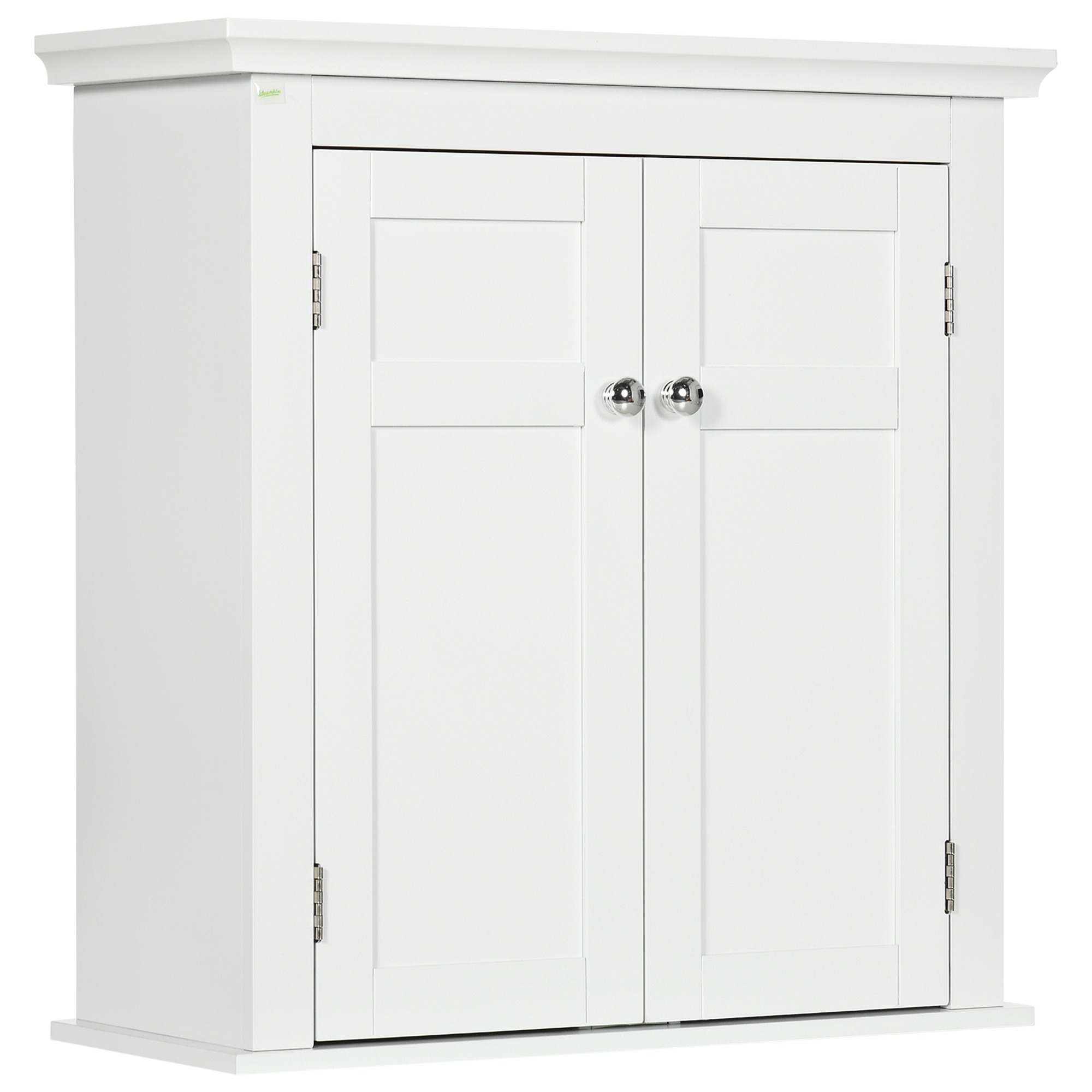 Wandhängender Badezimmerschrank Mit Verstellbaren Einlegeböden Und Magnetverschlusstüren, 58 X 24 X 60 Cm, Weiß
