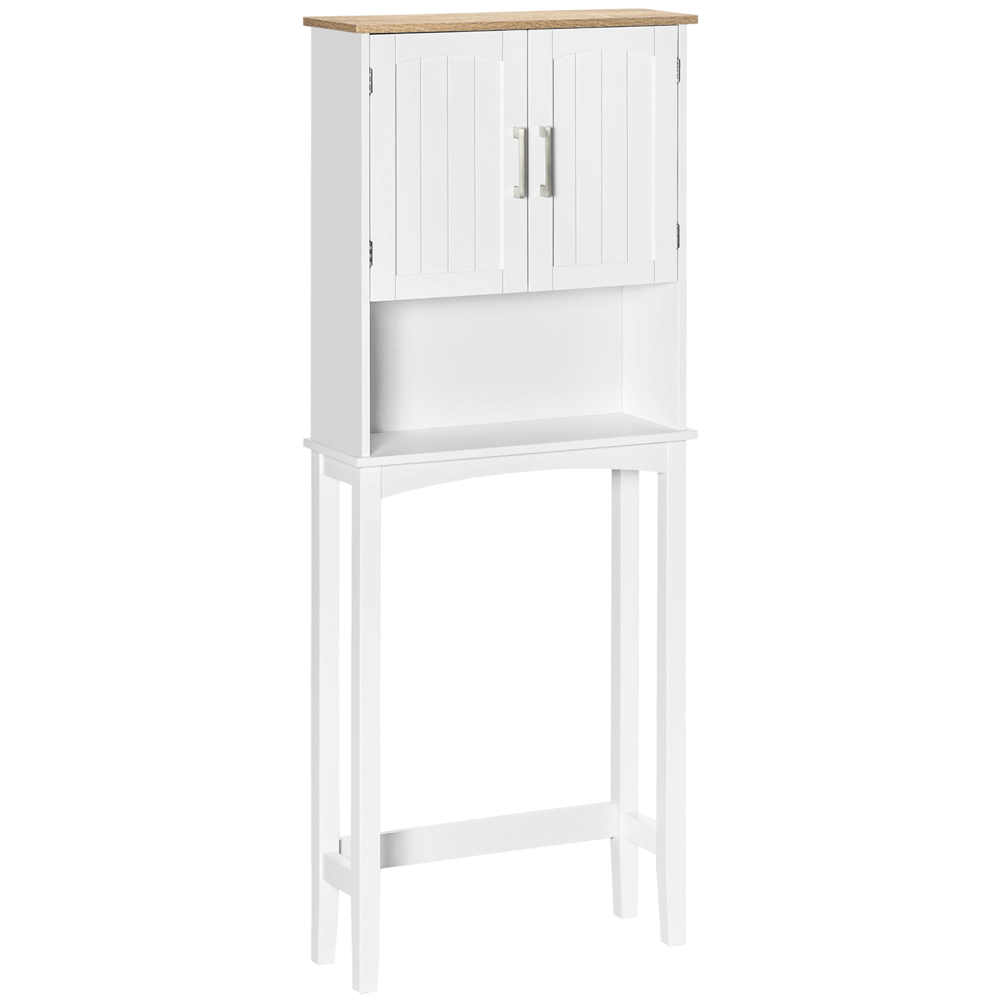 Unterschrank Für Die Toilette, Hoher Schrank Für Die Waschmaschine Mit Verstellbarem Einlegeboden Für Das Badezimmer, 64 X 22 X 165 Cm, Weiß