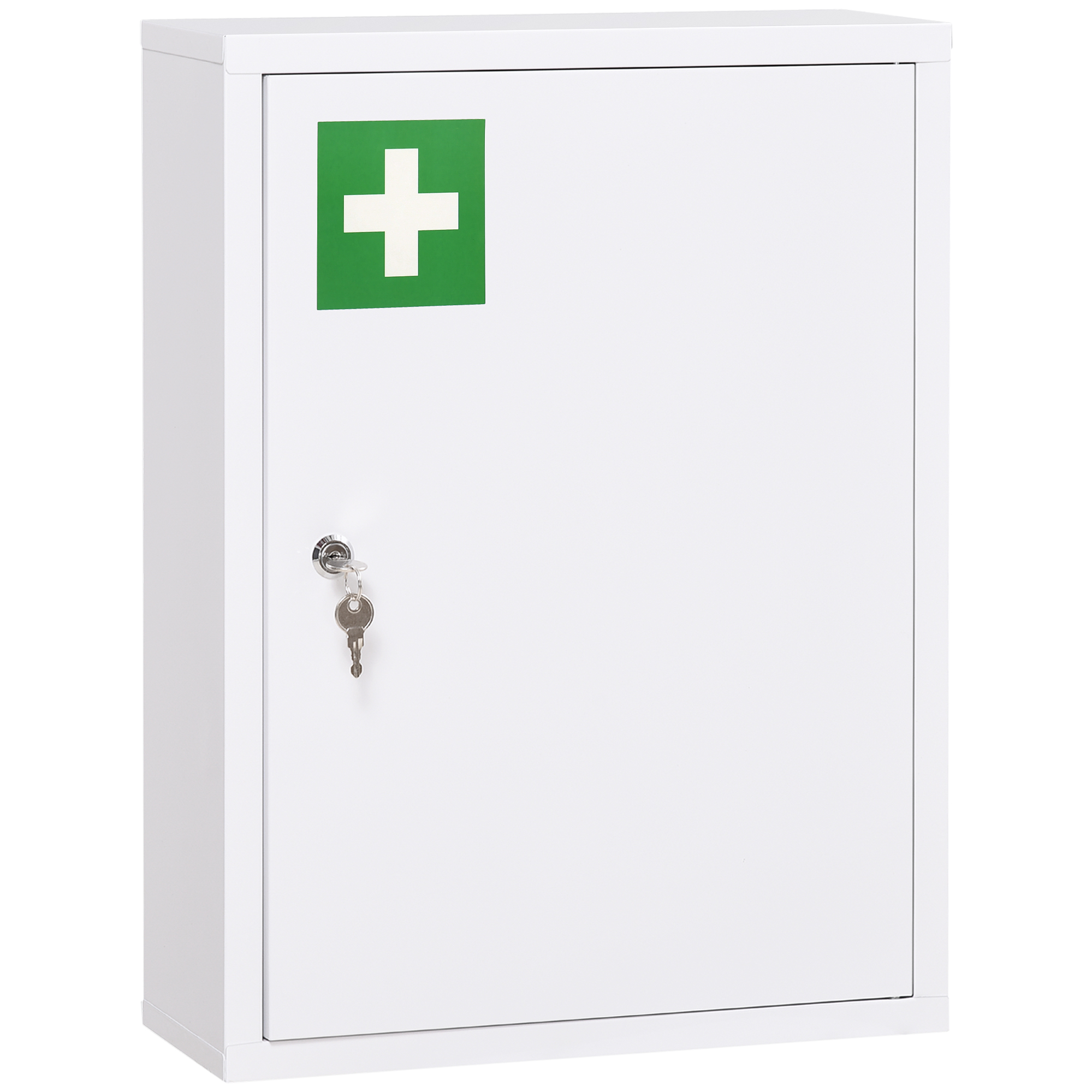 Medizinschrank Mit 3 Ablagen, Abschließbar Mit 2 Schlüsseln, Stahl, 40 X 15 X 53,5 Cm, Weiß