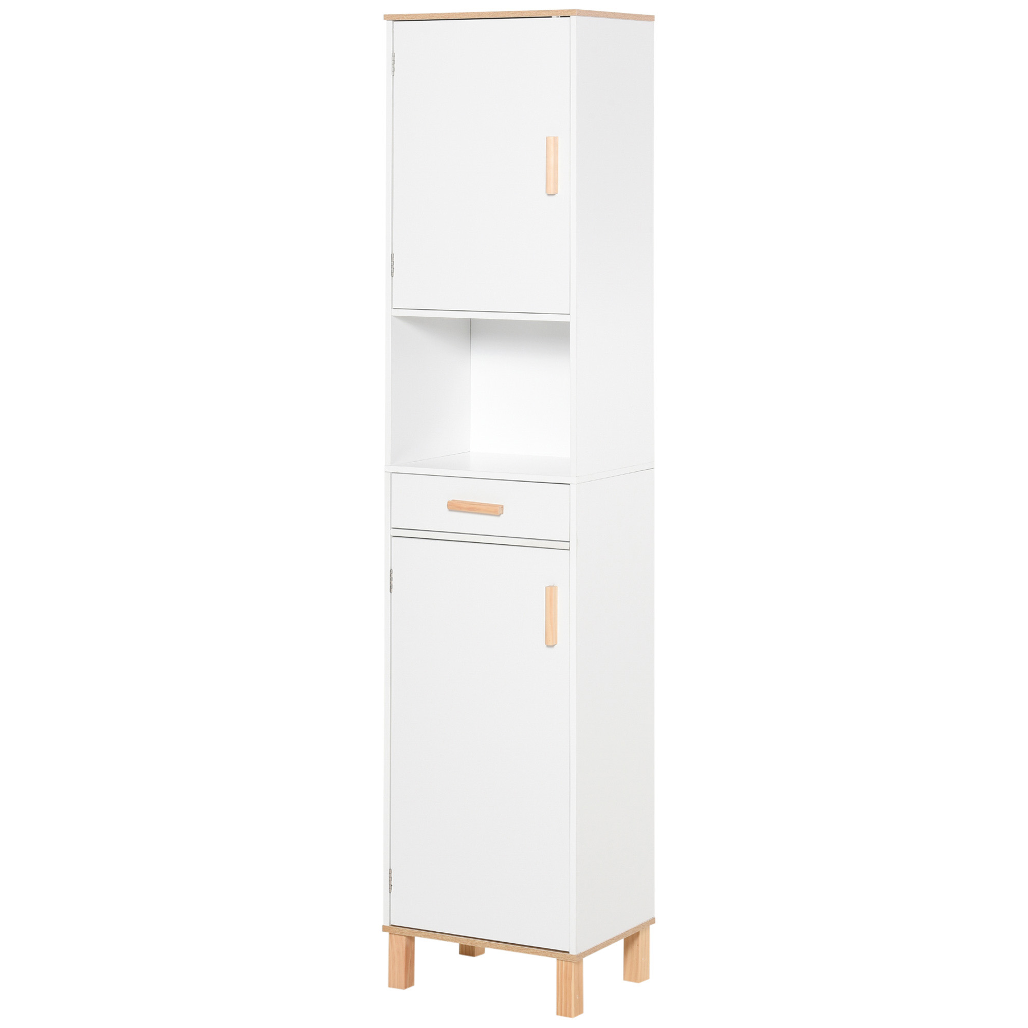 Platzsparender Badezimmerschrank, Weiße Holzsäule
