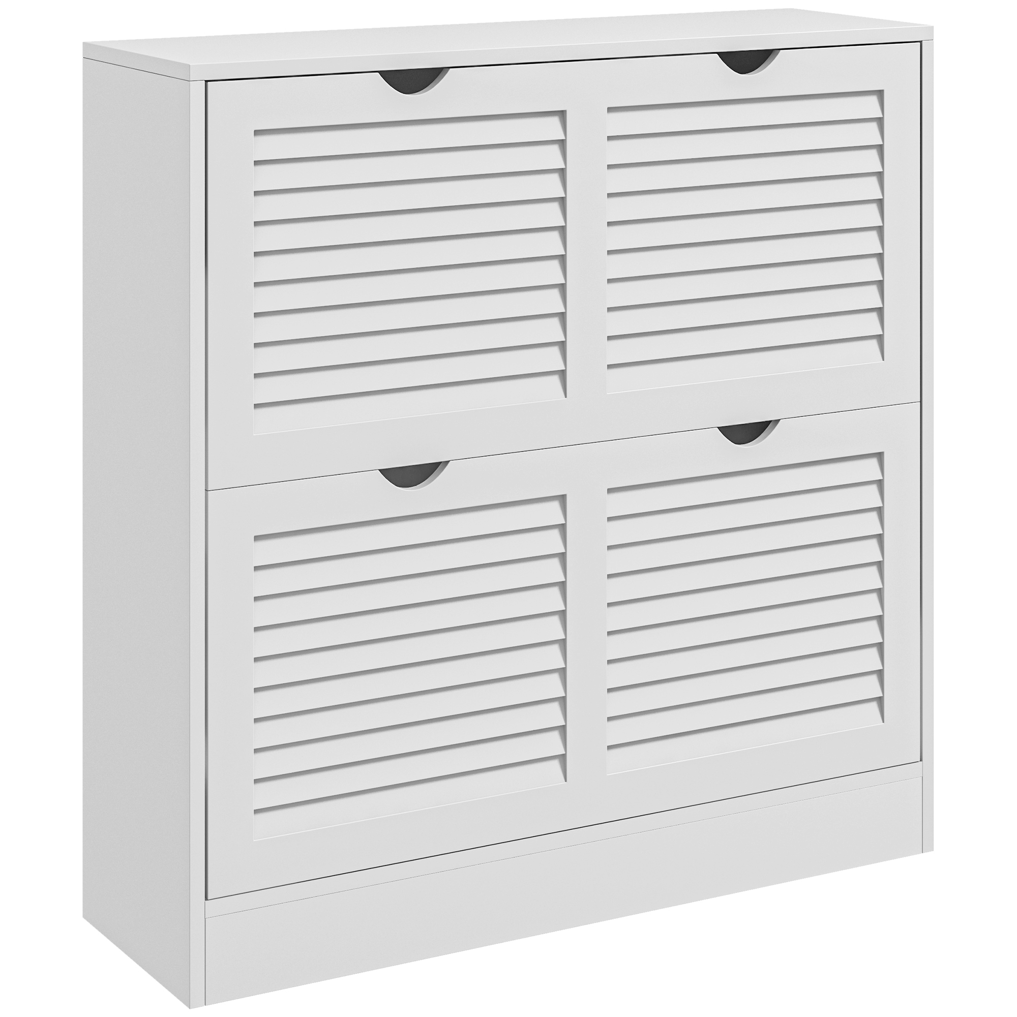 Schuhschrank Für Den Flur Mit 2 Klappschubladen Und Verstellbaren Einlegeböden Für 16 Paar Schuhe, 81,5 X 25 X 83 Cm, Weiß