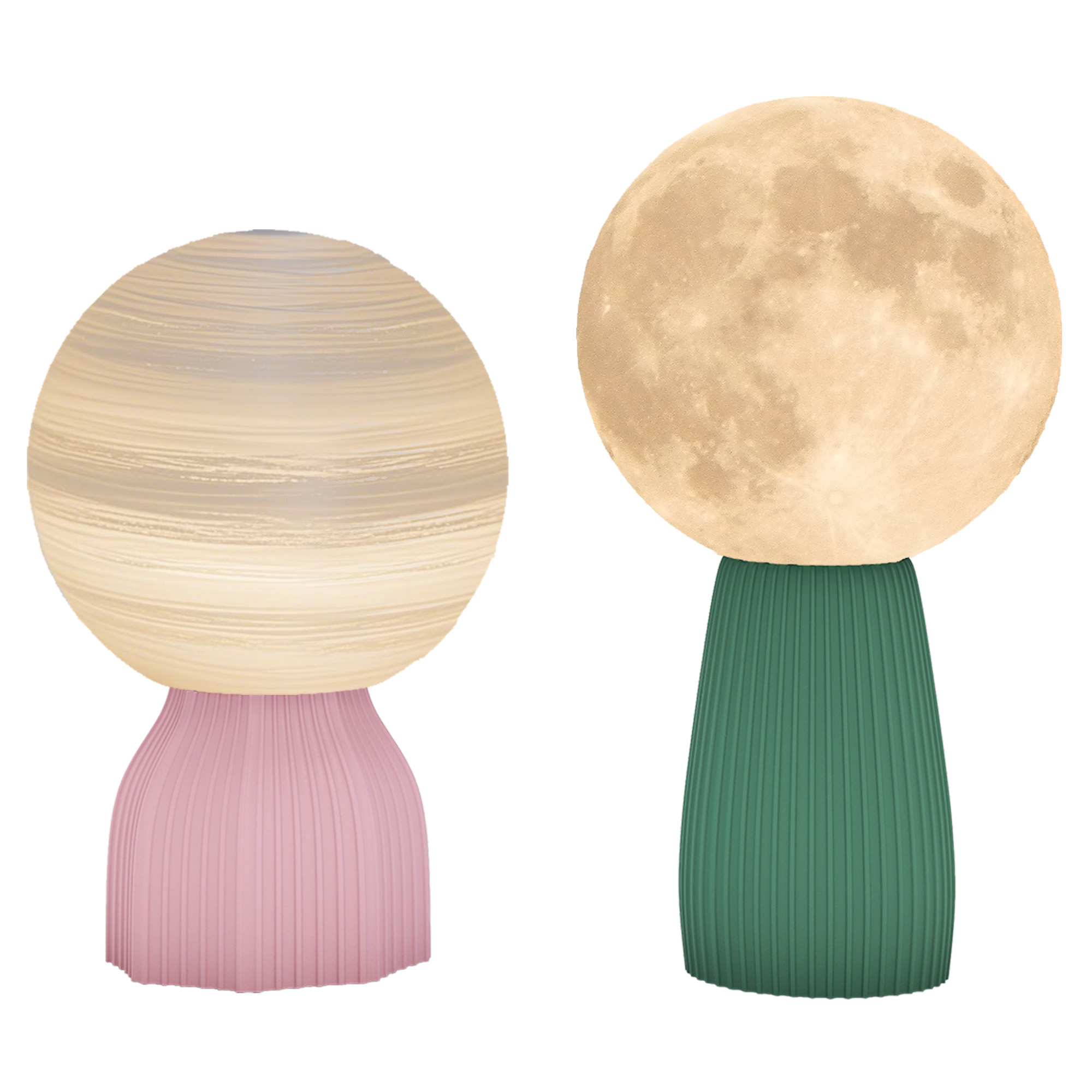 Set Mit Tischlampen Im Planeten-design, 3 Farben, Usb-anschluss, Kunststoff, Weiß