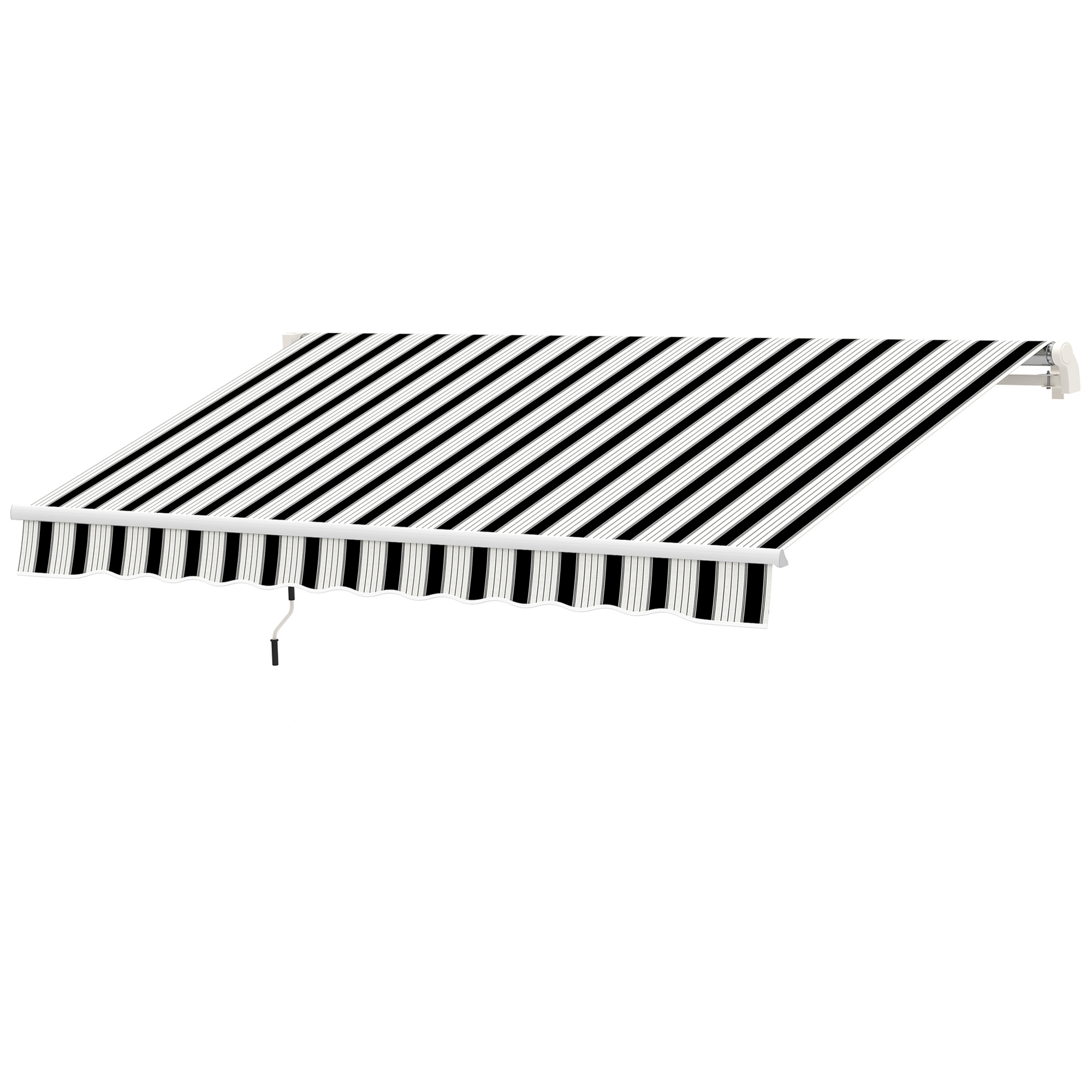 Einziehbare Markise Mit Kurbelgriff, Metallrahmen, Polyester, Blau Und Weiß, 3,95 X 2,45 X 3,50 M