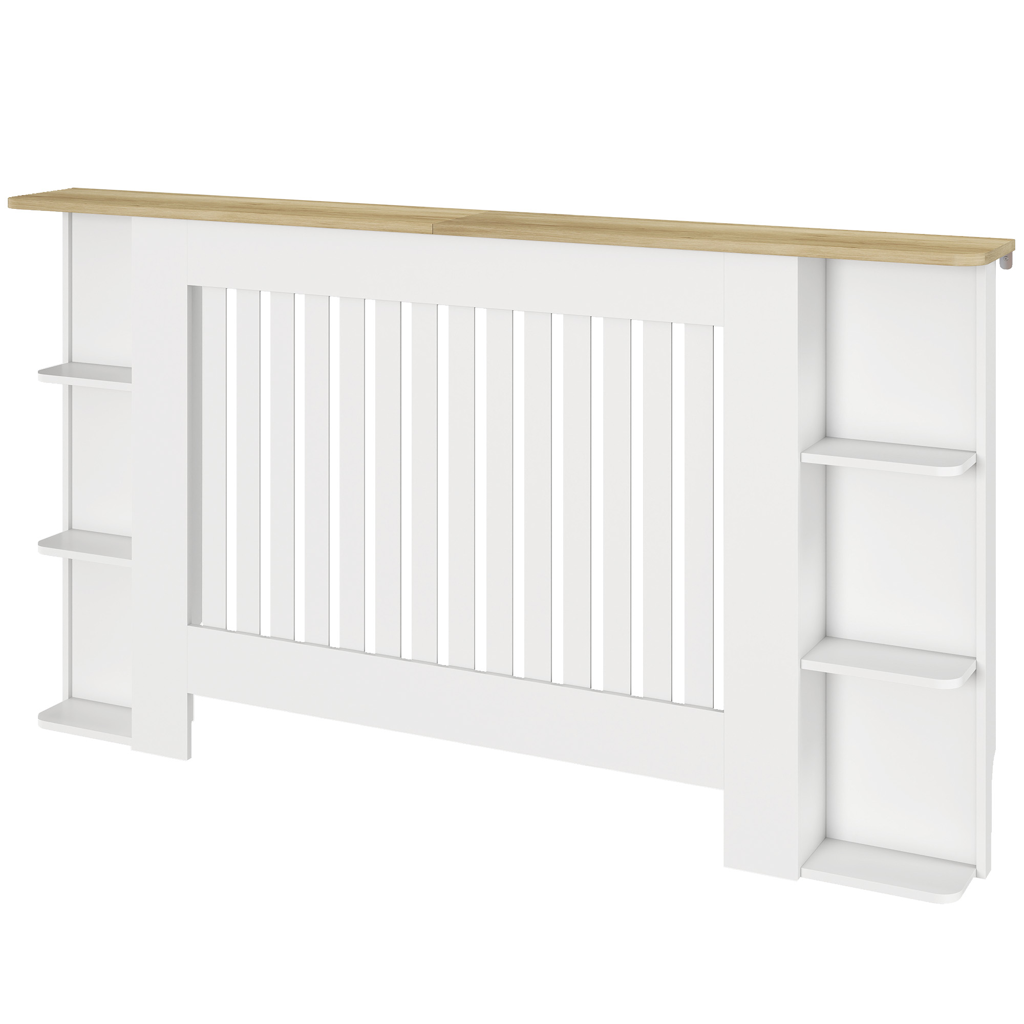 Heizkörperverkleidung Mit Ablagen. Aus Mdf. Modernes Lamellendesign Für Wohn-/schlafzimmer. 152 X 19 X 83 Cm. Weiß.