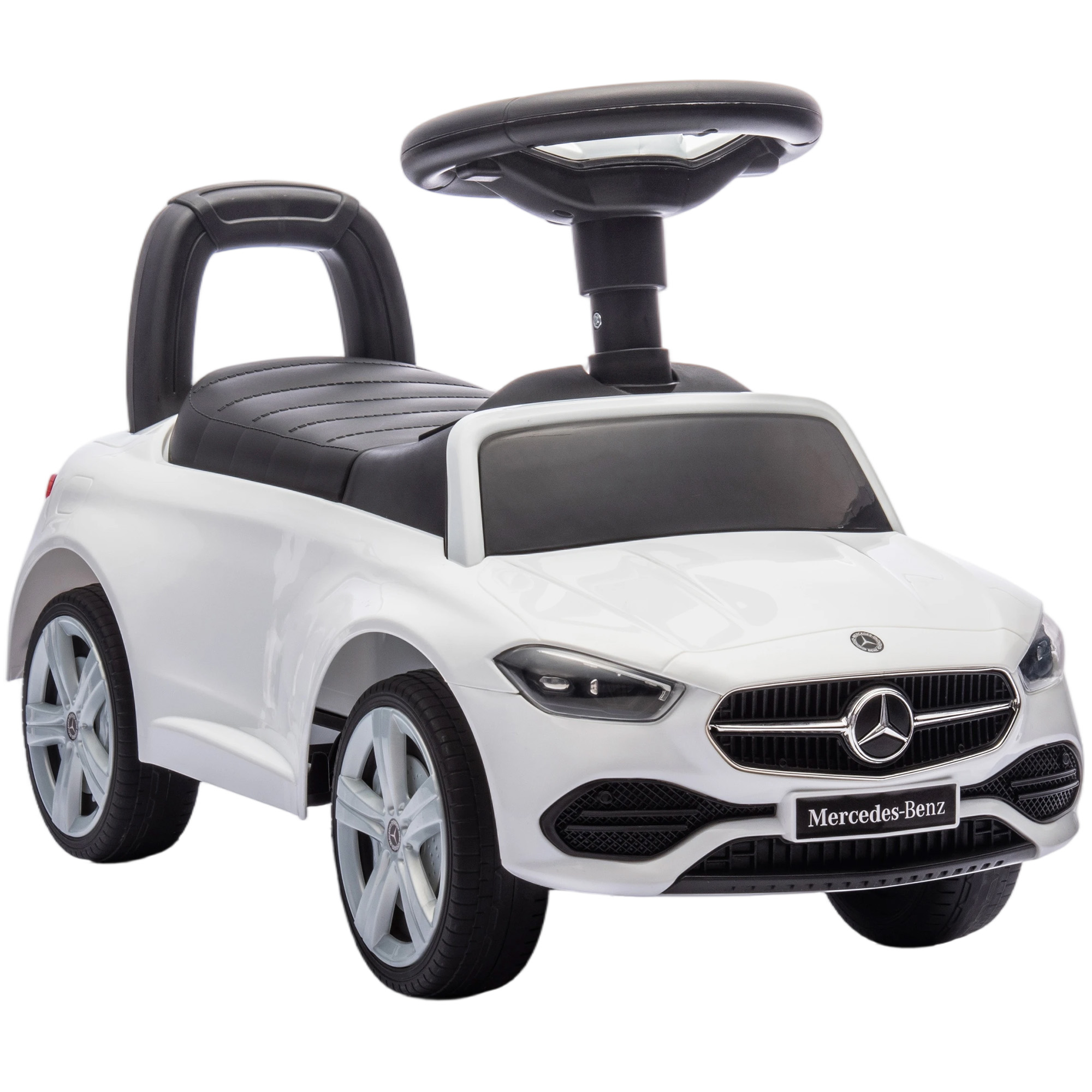 Mercedes-benz C-klasse Elektroauto Mit Hupe, Motorengeräuschen Und Stauraum, Für Kinder Im Alter Von 18 Bis 36 Monaten, Weiß.