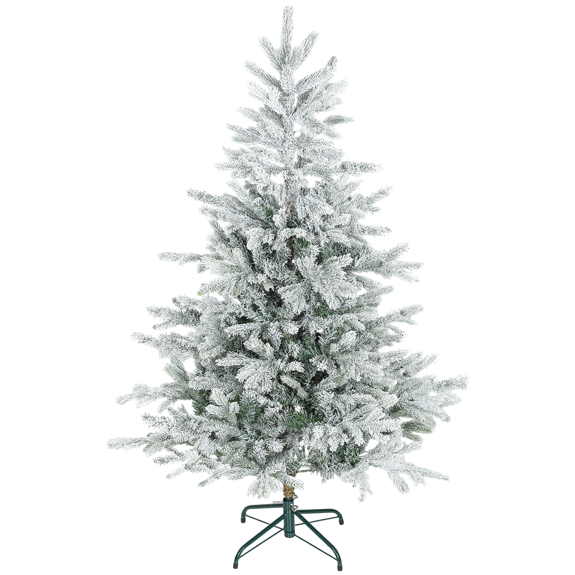 150 Cm Hoher, Schneebedeckter Weihnachtsbaum Mit Realistischen Zweigen Und Faltbarem Metallfuß