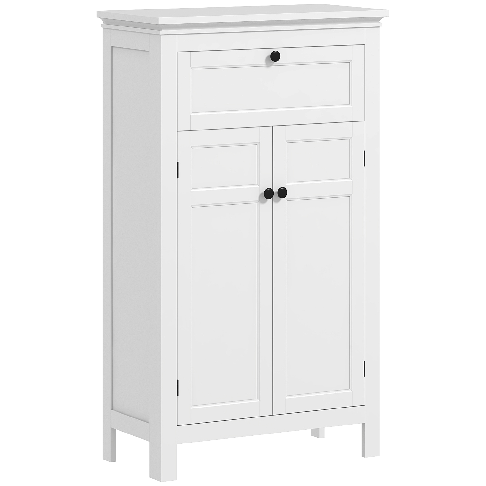Badezimmerschrank Mit 2 Türen Und Schublade, Platzsparendes Modell Mit Verstellbaren Einlegeböden, 60 X 30 X 102,5 Cm, Weiß