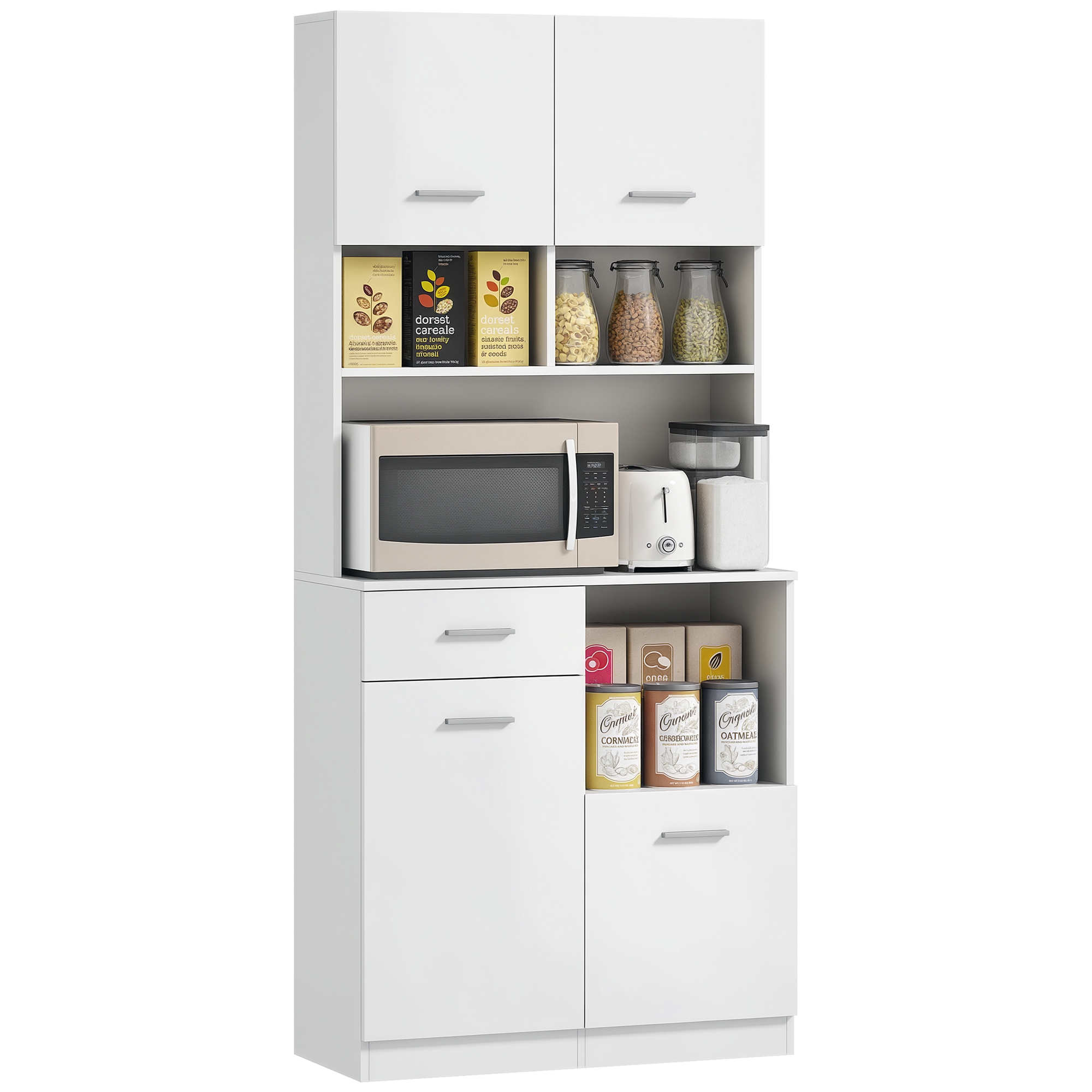 Küchenschrank, Sideboard Mit Schublade, Türen Mit Soft-close-funktion, 80 X 35 X 180 Cm, Weiß