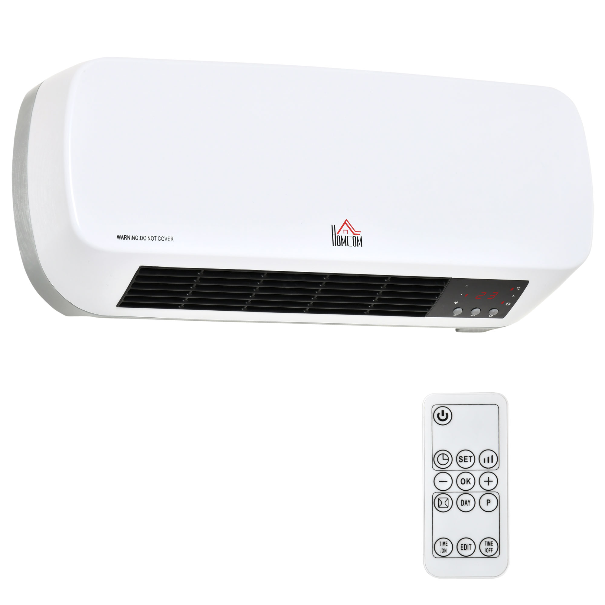 Wandmontierter Heizlüfter, 2000 W, Mit Fernbedienung, 2 Heizstufen, Led-anzeige, 12-stunden-timer, Für Badezimmer