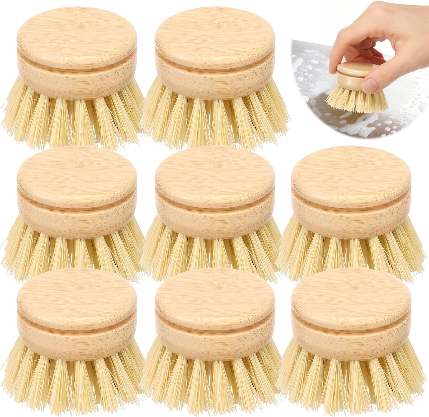 8 Stück Spülbürstenköpfe Mit Harten Borsten, Holz Spülbürstenköpfe Für Die Küche,austauschbare Borsteneinsätze,bambus Spülbürste,abwaschbürste, Geschirrbürste, Küchenbürste, Bürste Küche