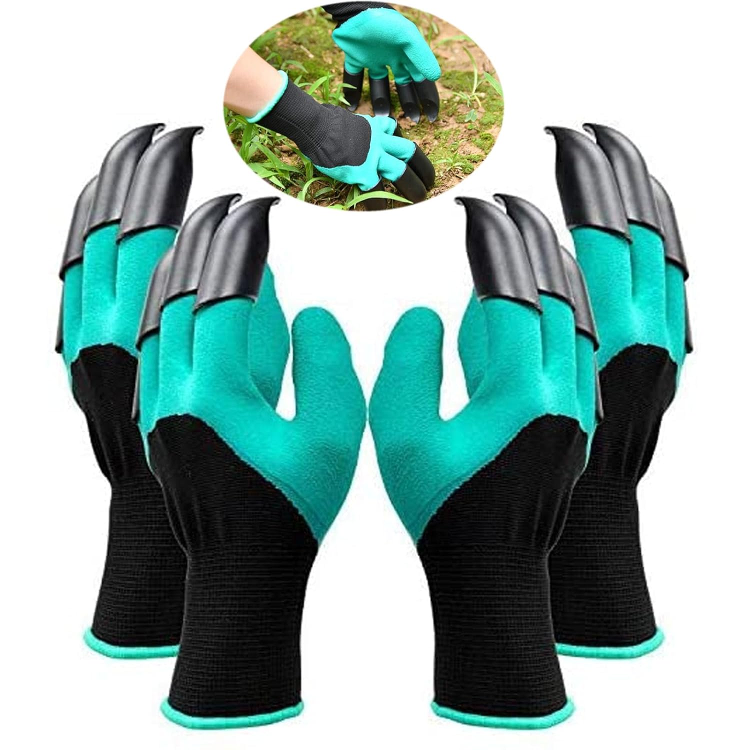 Gartenhandschuhe, 2 Paar Krallenhandschuhe, Dornenfeste Gartenhandschuhe Zum Graben Und Pflanzen, Grün