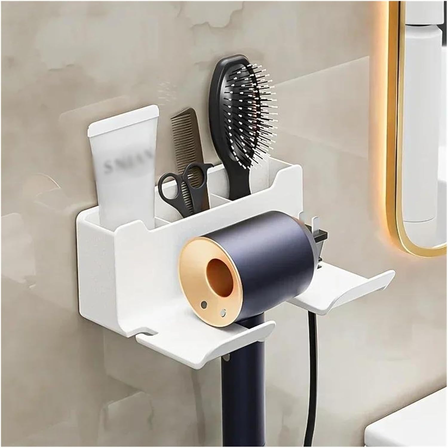 Regal Für Badezimmertrocknerhalterung, Wandregale, Haartrocknerhalter, Haartrockner, Dusch-organizer-box, Toilettengebläsehalter, Badezimmerzubehör(white)