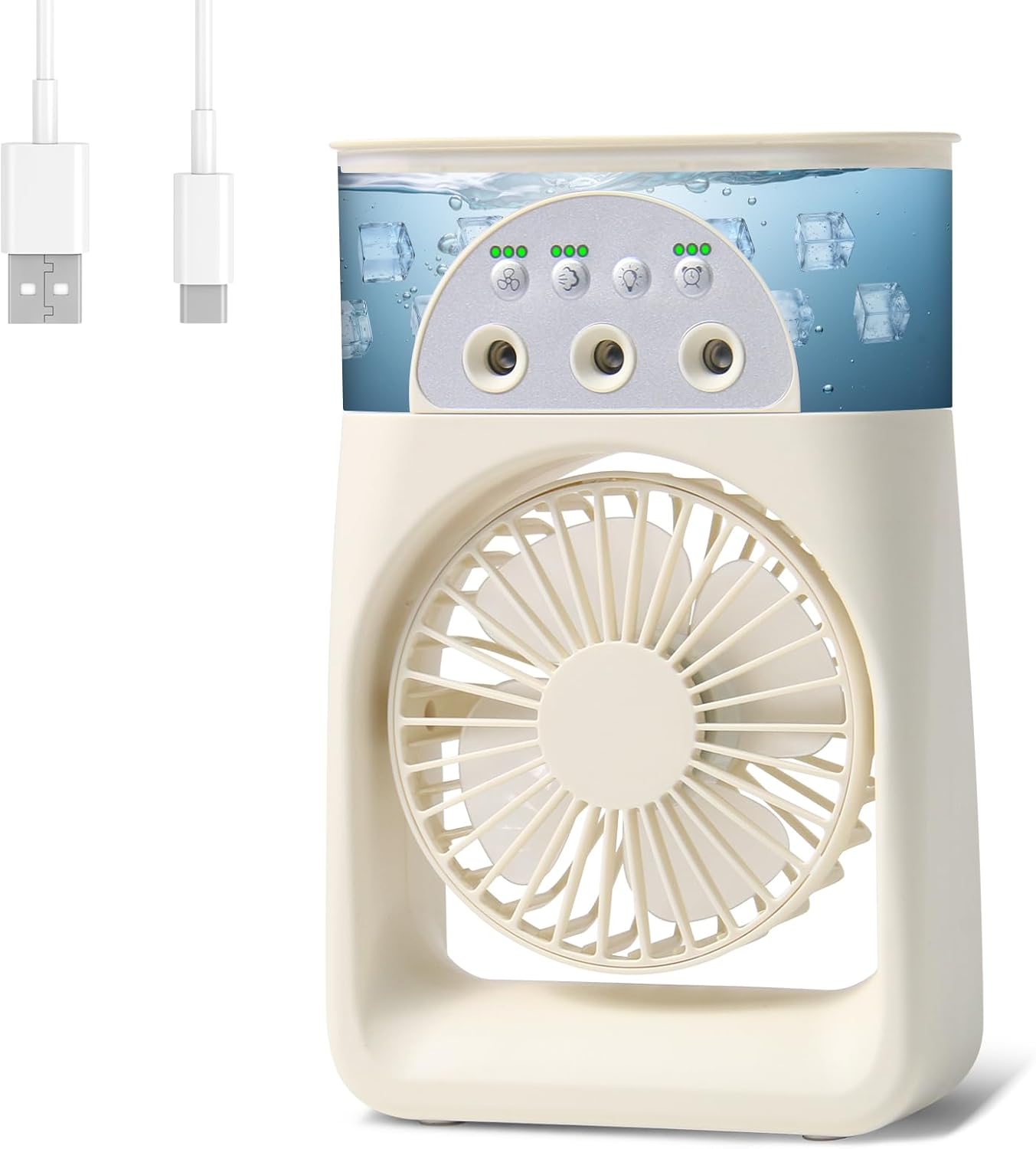 Mini-klimaanlage Mit Ventilator, 3-in-1-gerät: Tragbare Klimaanlage, Luftkühler, Ventilator, Leistungsstarker Mini-ventilator Mit 3 Geschwindigkeitsstufen Und Timer, Weiß