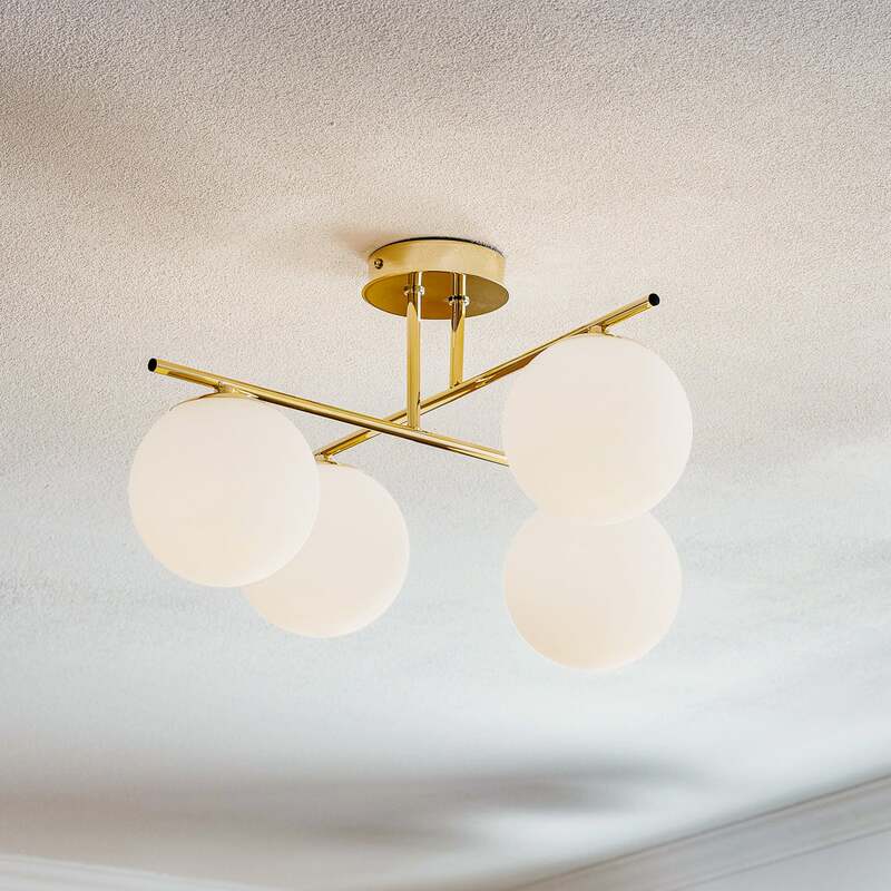 [gebraucht] B-ware Deckenleuchte Aurora Gold 4-flammig Led Lampe Dimmbar Ø50cm Für Wohnräume