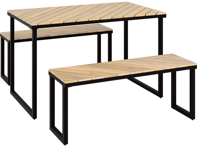 [gebraucht] B-ware Esstischgruppe Brookfield Garten Esstisch Set 3-teilig Stahl Akazienholz