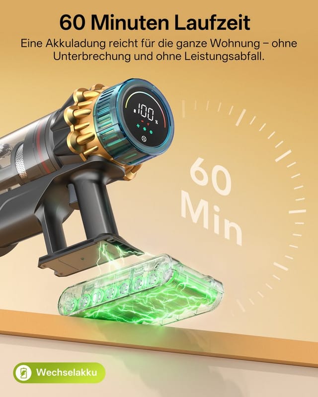 Vactidy Blitz V14 Pro - Aspirateur Balai Sans Fil - 78kpa/130aw - 1l - 70min - Écran Led - Brosse Anti-emmêlement