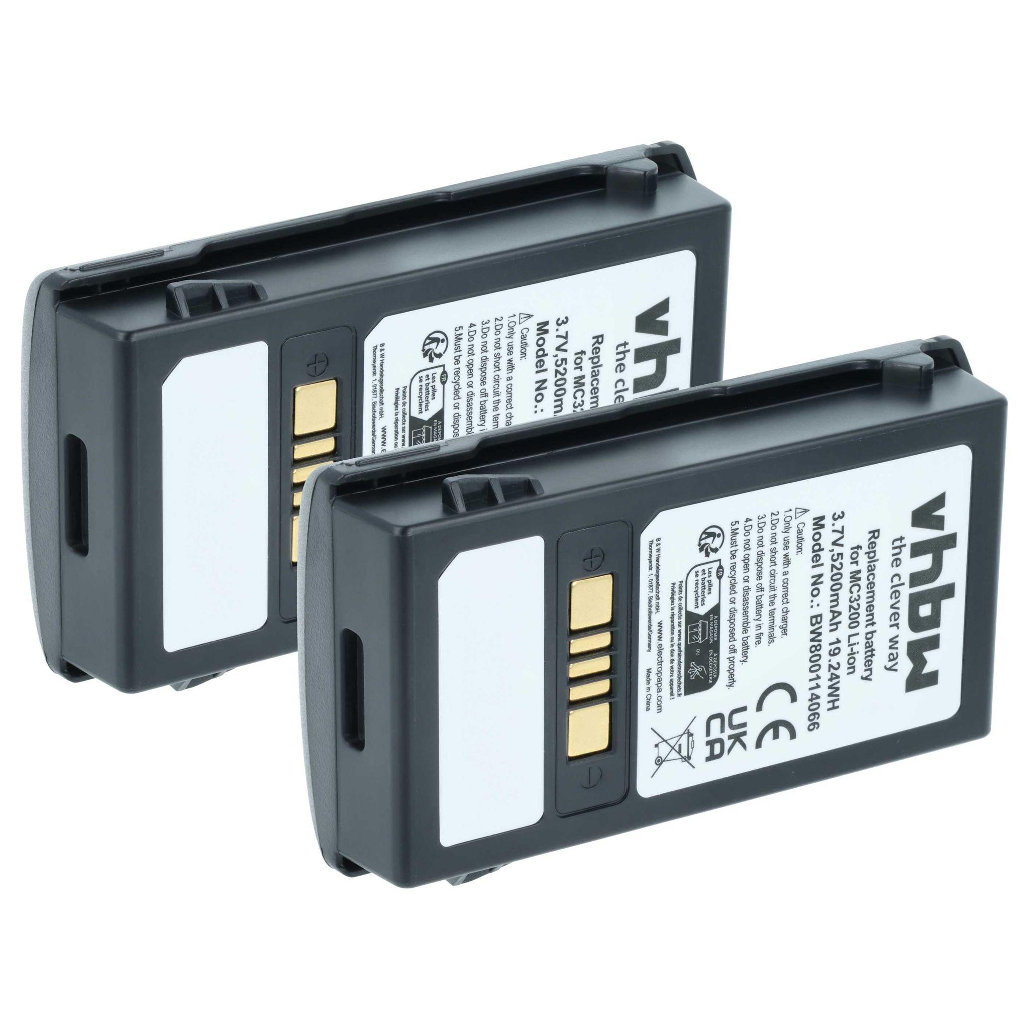 Vhbw 2x Akku Kompatibel Mit Zebra Mc3200, Mc32n0, Mc32n0-s Barcodescanner Pos (5200 Mah, 3,7 V, Li-ion)