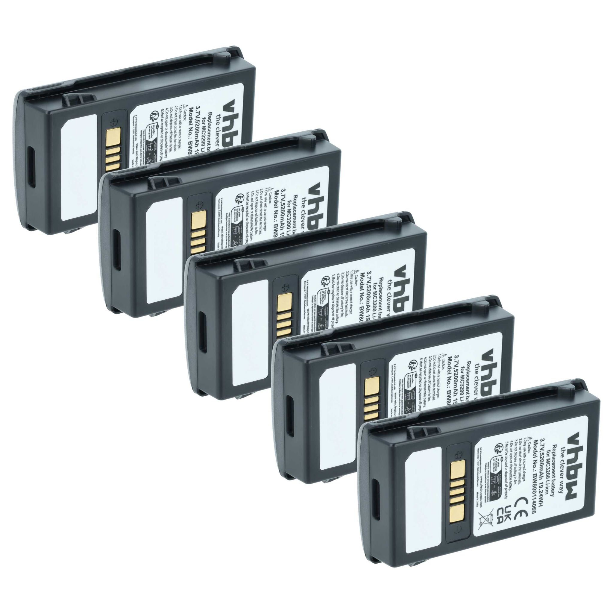 Vhbw 5x Akku Ersatz Für Motorola 82-000012-01, Bt-000375, Btry-mc32-01-01 Für Barcodescanner Pos (5200 Mah, 3,7 V, Li-ion)