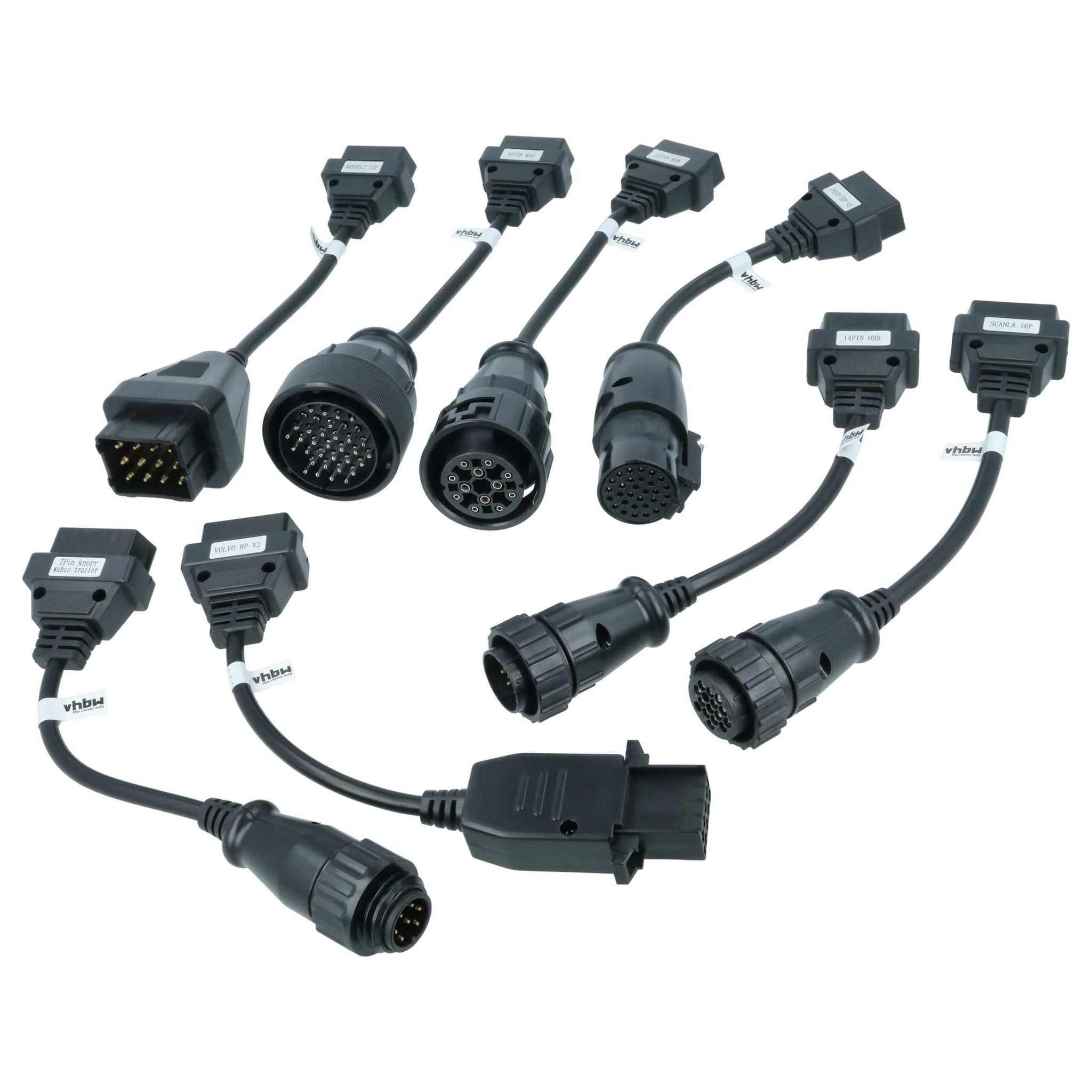 Vhbw 8-tlg. Obd Adapter-set Auf Obd2 Kompatibel Mit Volvo 8-pin Lkw - 25 Cm