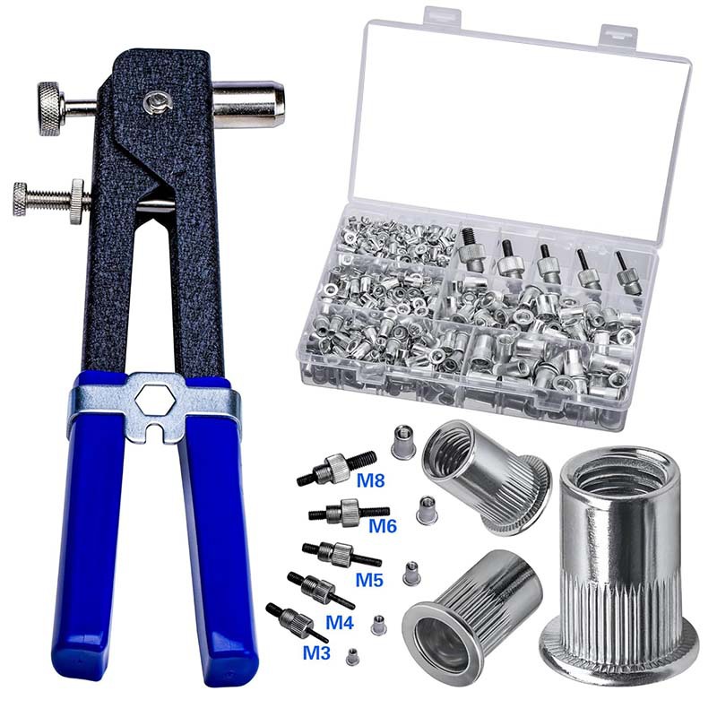 Satz Mit 86 Nietmuttern M3–m8 Mit Austauschbaren Dornen – Blau Komplettes Nietwerkzeug-set, Gewindemuttern M3, M4, M5, M6, M8