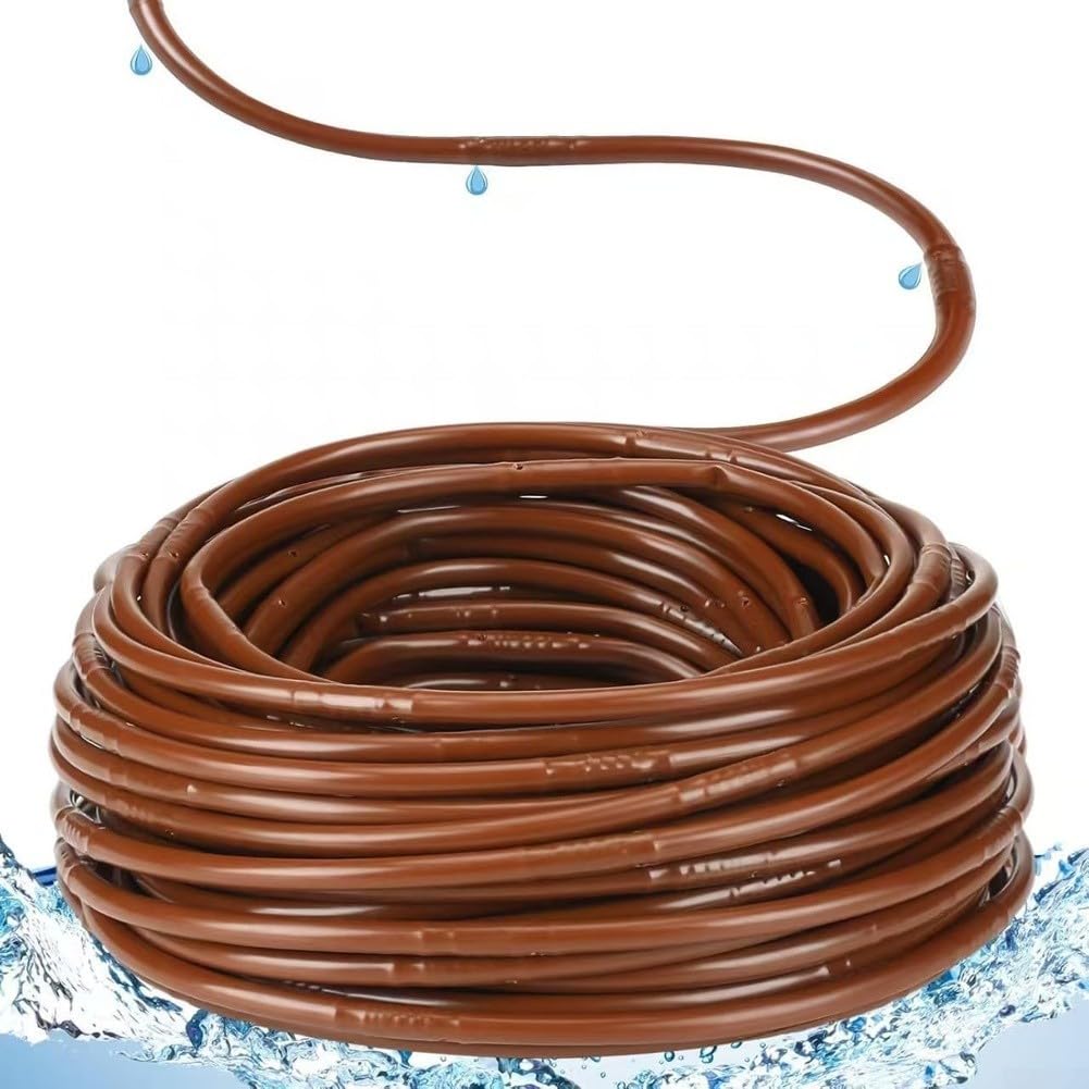 100 Fuß Langer Brauner Tropfbewässerungsschlauch, 15,2 Cm Abstand, Robuster Pvc-schlauch, Geeignet Für Die Bewässerung Von Gewächshäusern Und Gärten (braun, 100 Fuß).