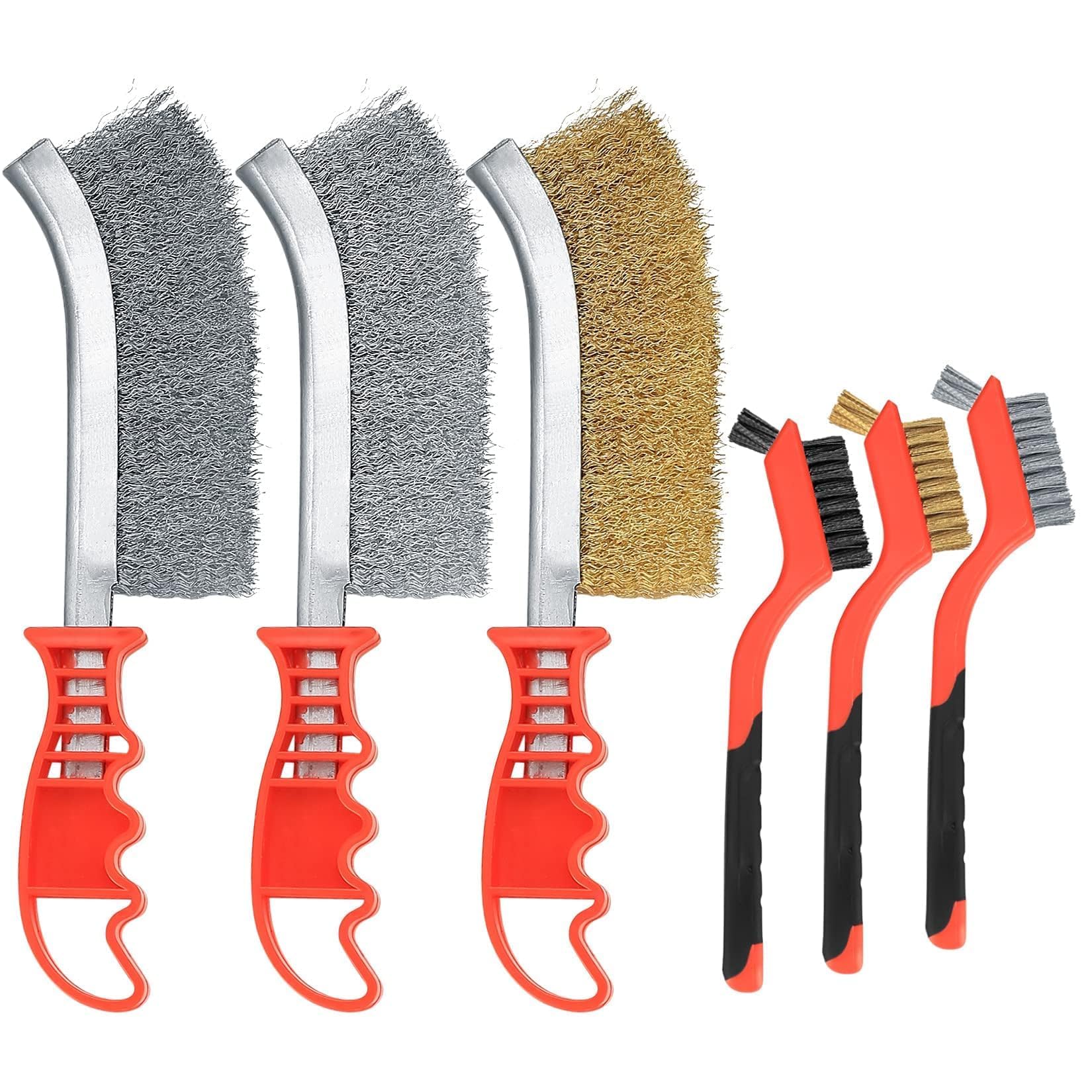 Set Mit 6 Edelstahl-drahtbürsten (3 Große Und 3 Kleine) Scheuerbürsten Aus Messing, Kohlenstoff Und Nylon