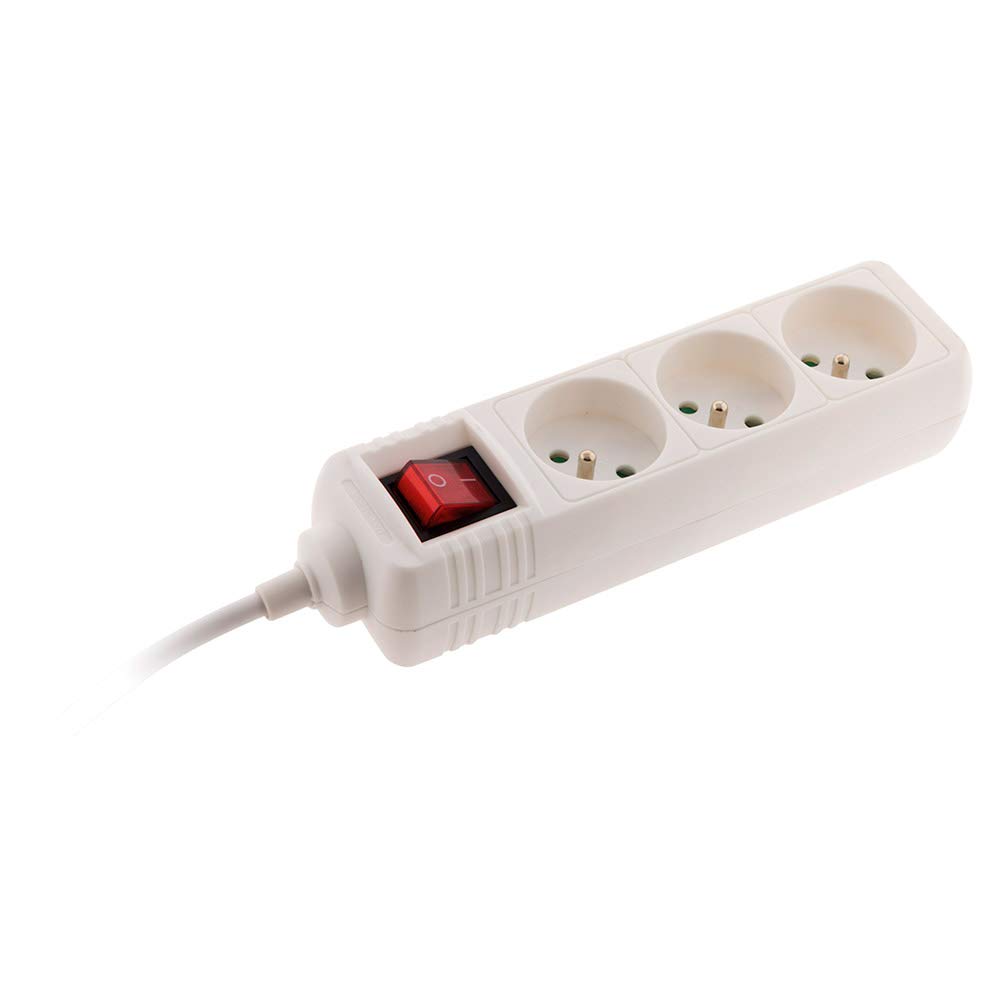 Dreipolige Steckdose, 16 A, 2p+e-schalter, 3 Meter Kabel – Weiß