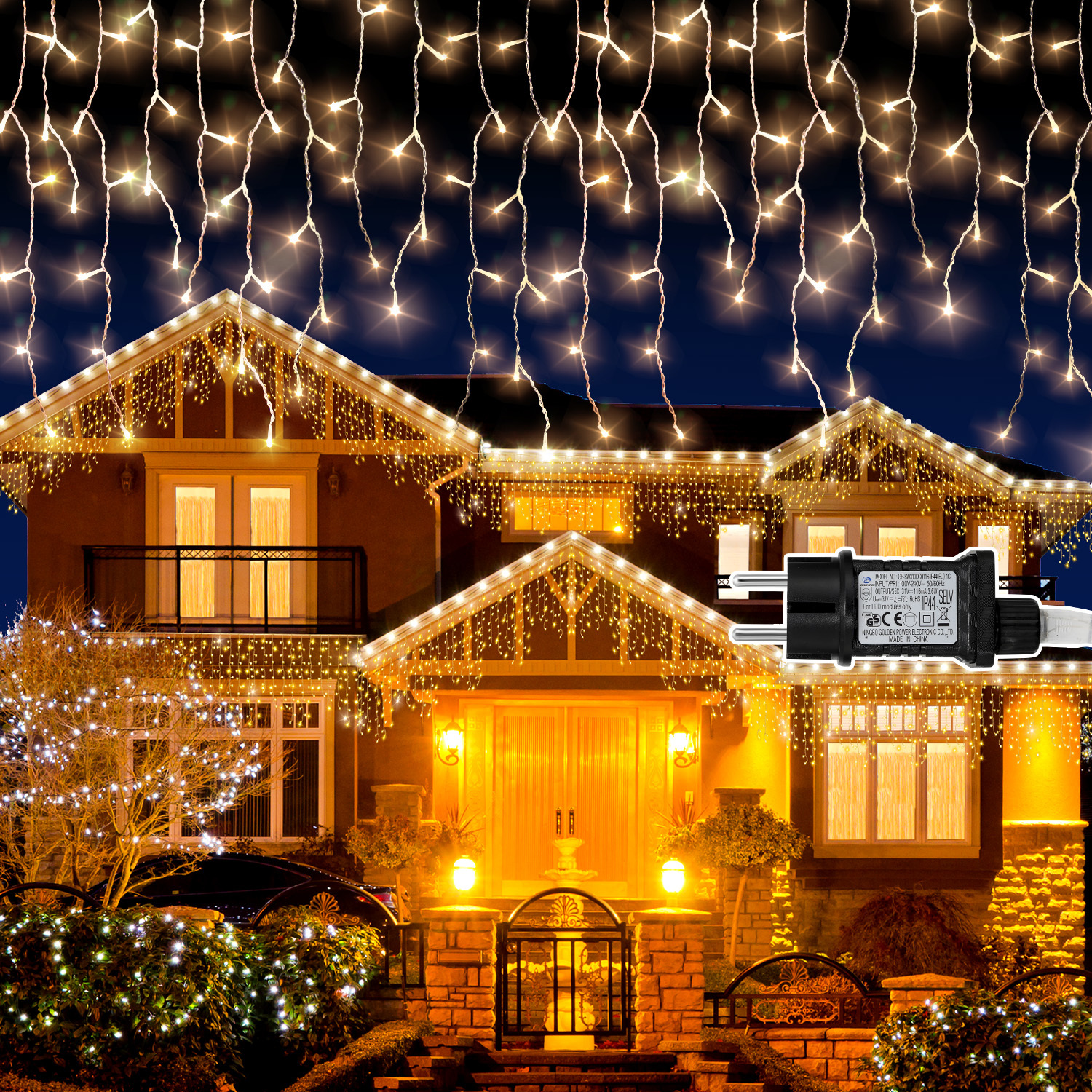 Wolketon 5 M Led Eisregen Lichterkette Außen Innen Lichtervorhang 200 Leds Eiszapfen Weihnachtsbeleuchtung 8 Modi Weihnachtsdeko Party Garten Warmweiß
