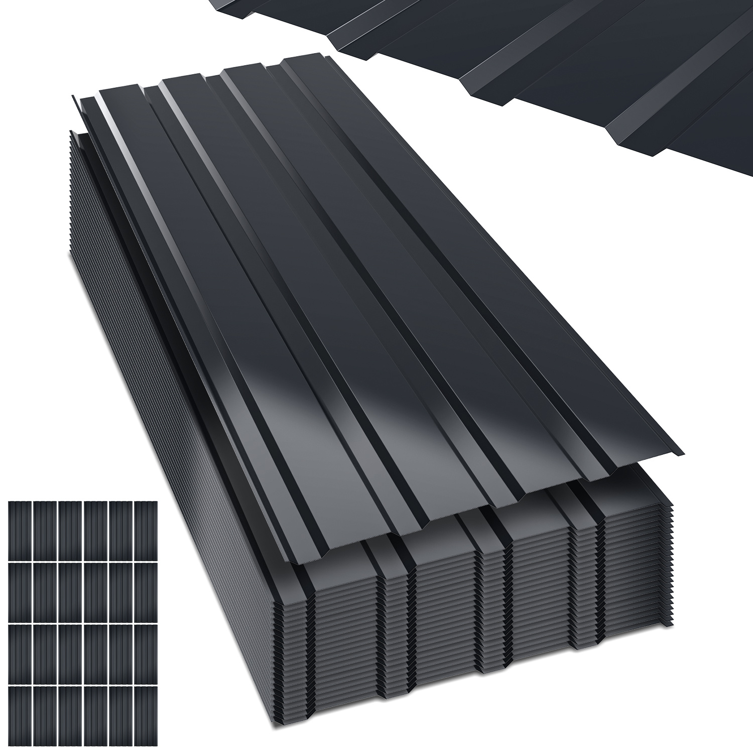 Wolketon 24 Stück Profilblebh Dachblebh 115 X 45 Cm, 0,25 Mm, Anthrazit, Für Gartenhaus Und Carport