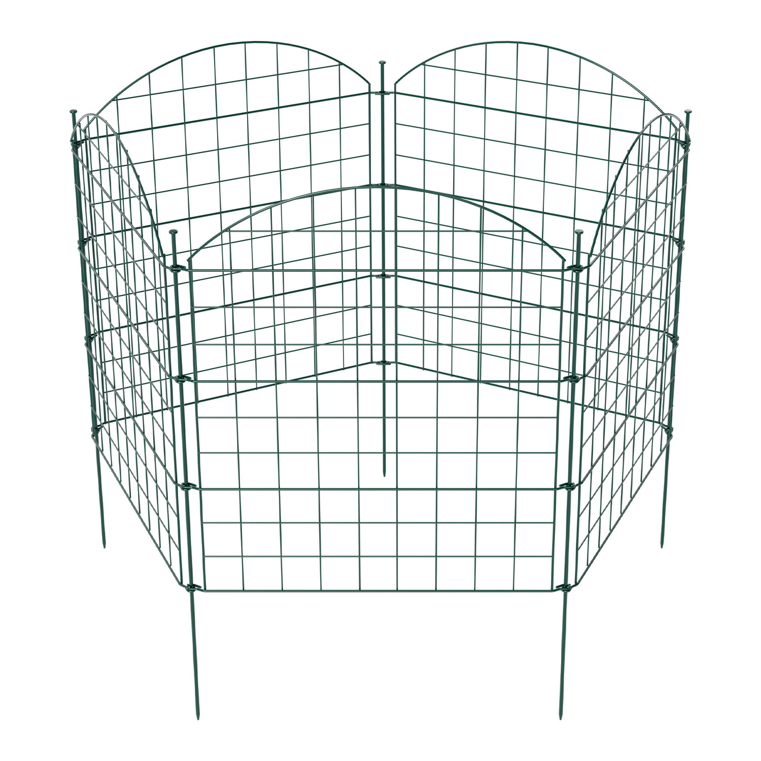 Wolketon Teichzaun 5-teilig Grün Aus Metall, Stebkzaun Für Garten Und Tiere, Konvex