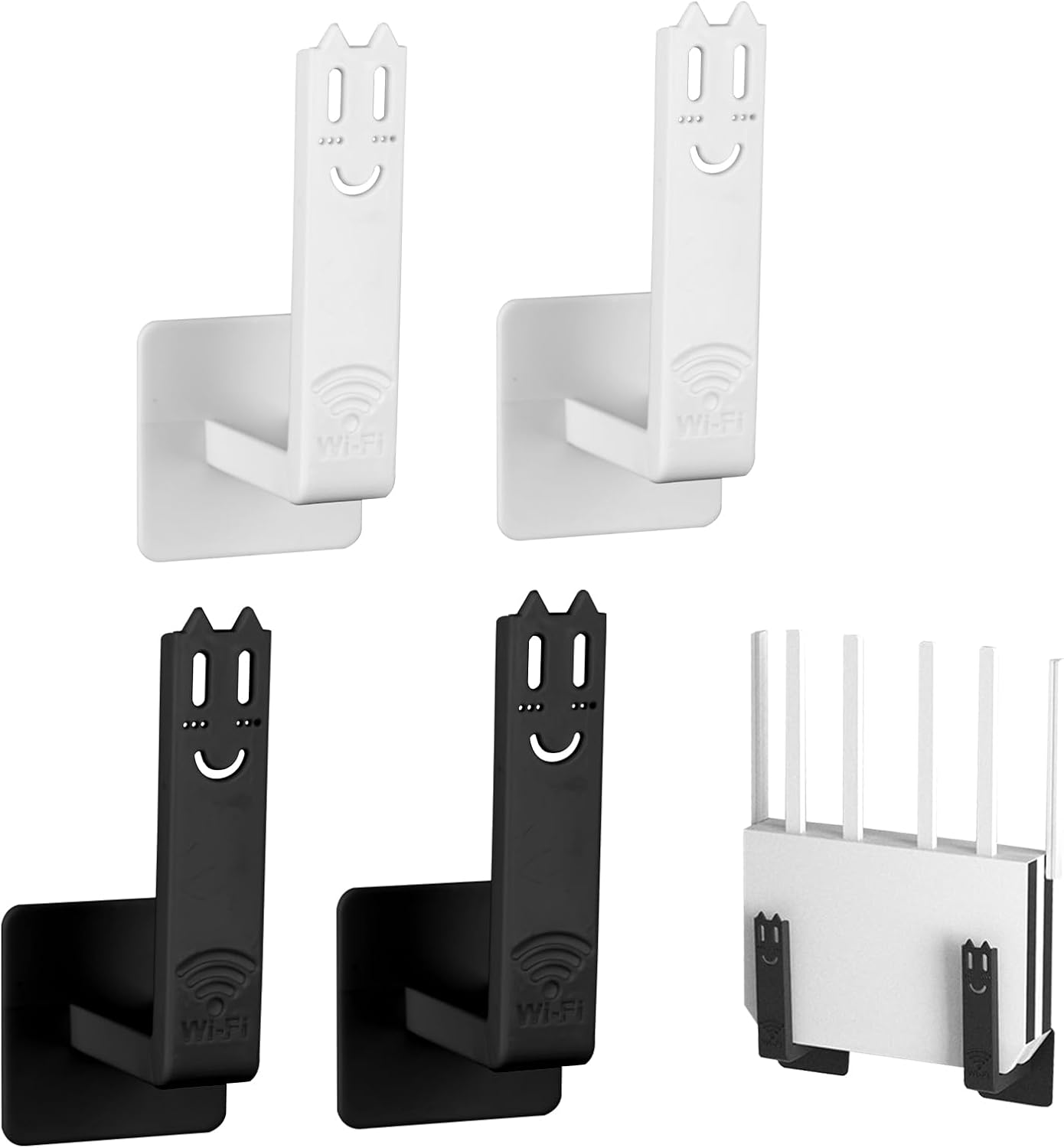 Wandhalterung Für Router, 4-teilige Klebehalterung, Kein Bohren Erforderlich, Beeinträchtigt Das Wlan-signal Nicht, Für Modem, Netzwerk-switch, Steckdosenleiste, Schwarz Und Weiß